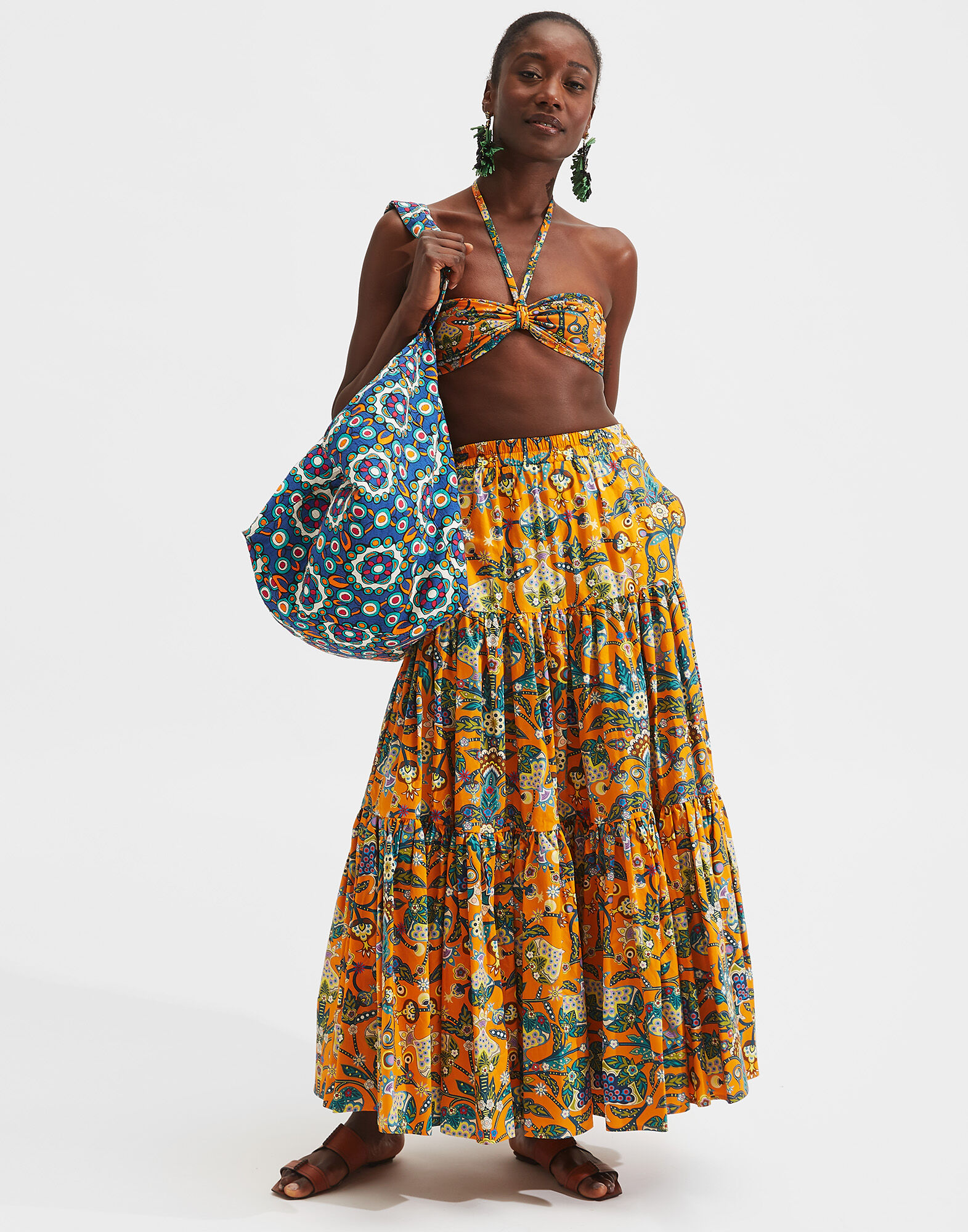 LaDoubleJ 3-Way Bandeau Top Tree Of Life Arancio SWI0021LYC001TFL0004