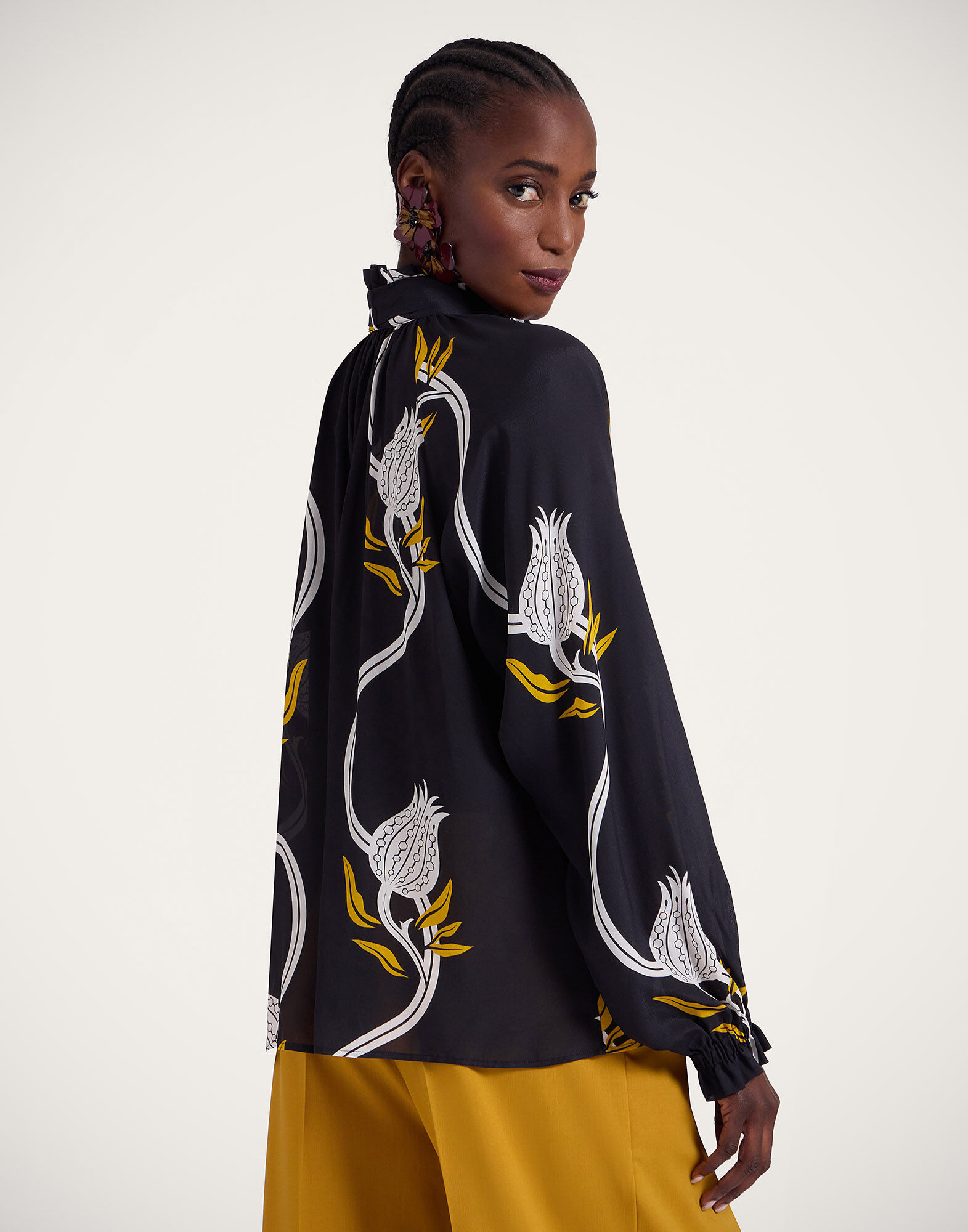 La DoubleJ Cerere Blouse Melograno Black & White SHI0120VIS019MEL01BL03