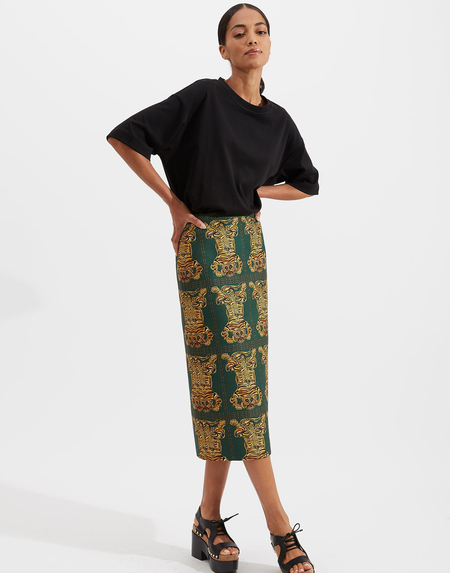 La DoubleJ Pencil Skirt Tiger Tiles SKI0011CAD001TIG0002