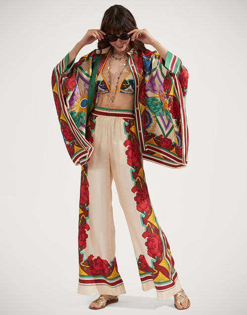 La DoubleJ Palazzo Pants Taormina Plac&eacute;e Ivory TRO0026SIL006LRT01WH04