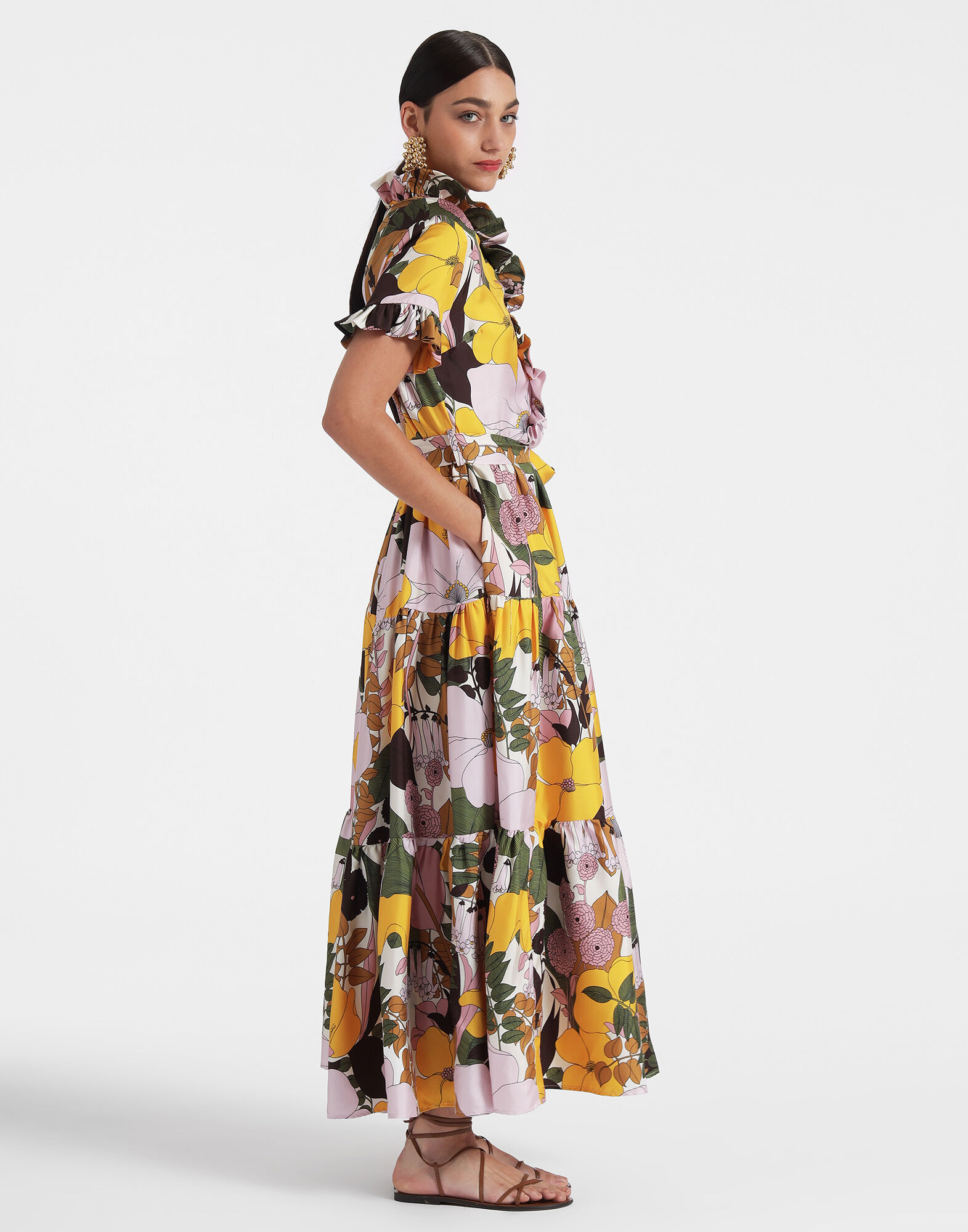 La DoubleJ Long And Sassy Dress Big Flower Rose DRE0017SIL001BFL03PI01