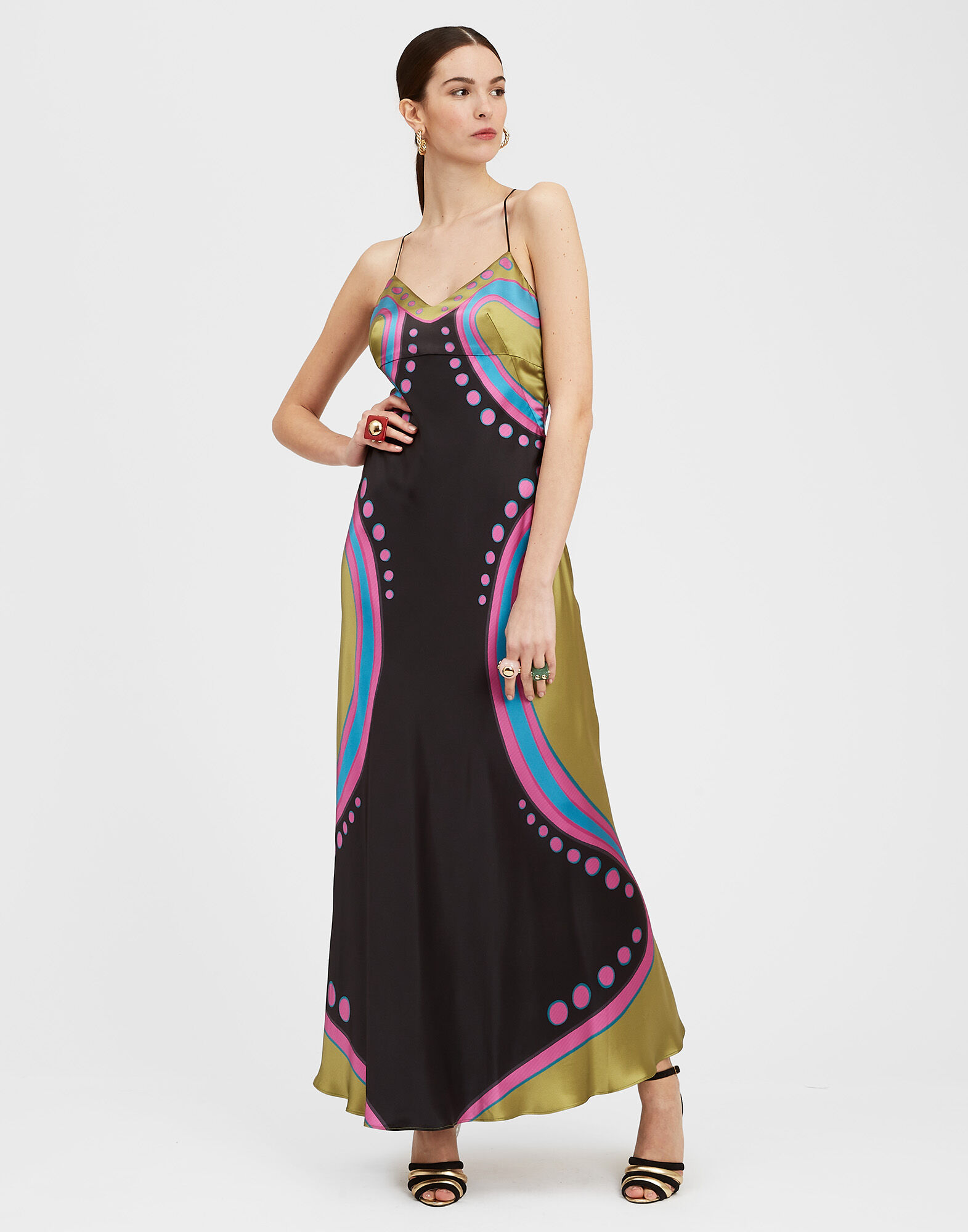 La DoubleJ Eros Slip Dress Spritz Plac&eacute;e Black DRE0651VIS013SPR04BL01