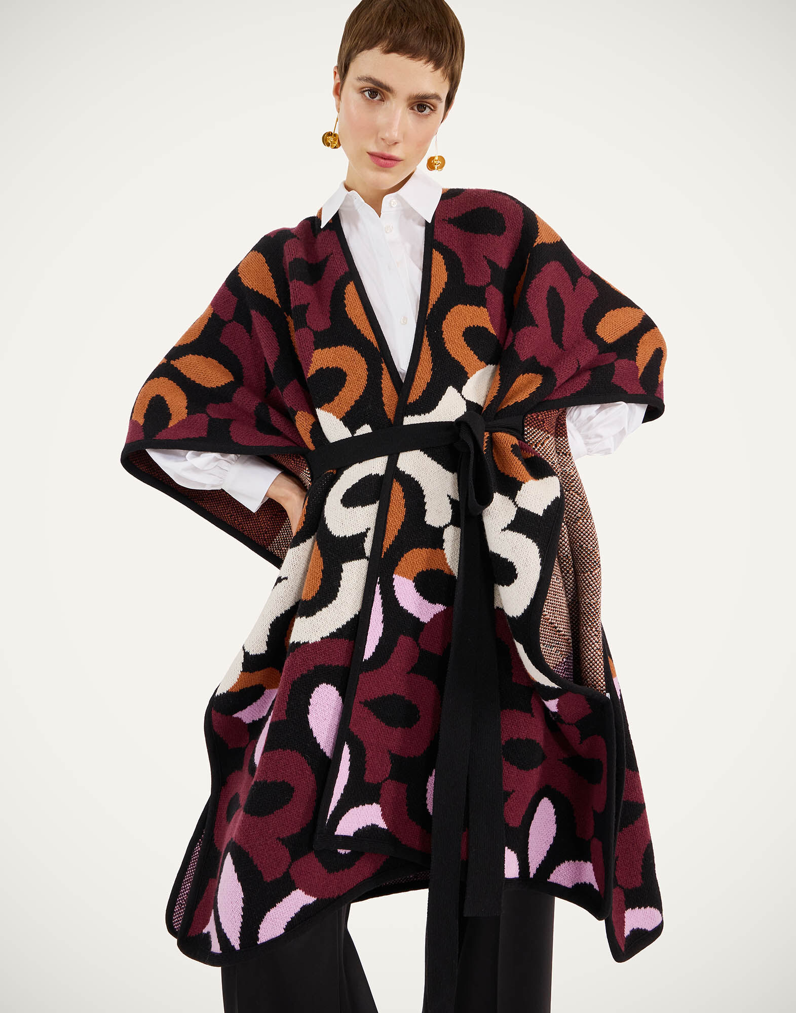 La DoubleJ Maiolika Robe Multicolor Burgundy SCA0090KNI184VA432BR06