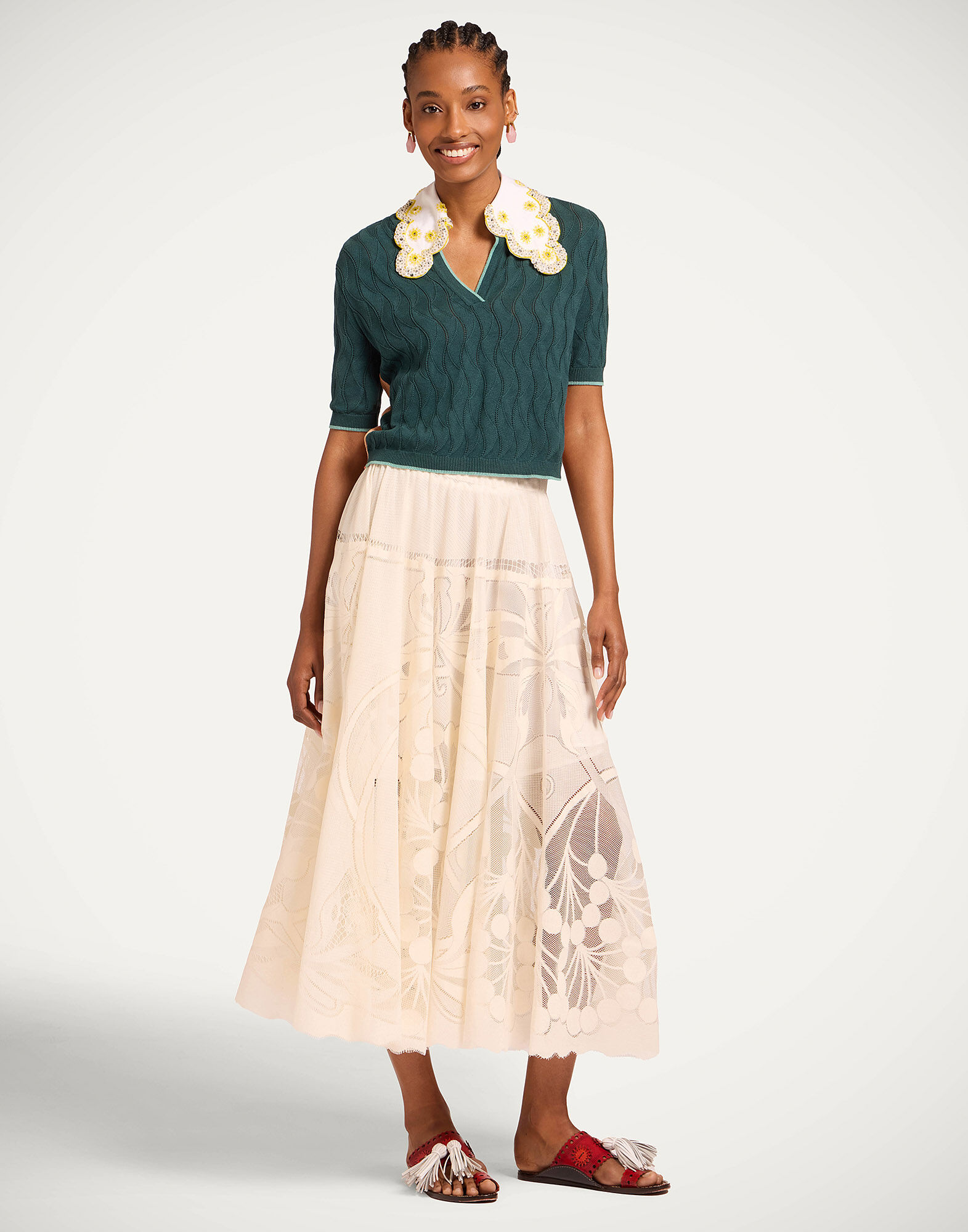 La DoubleJ Duchess Skirt Solid Ivory SKI0146LAC010SOLIDWH04