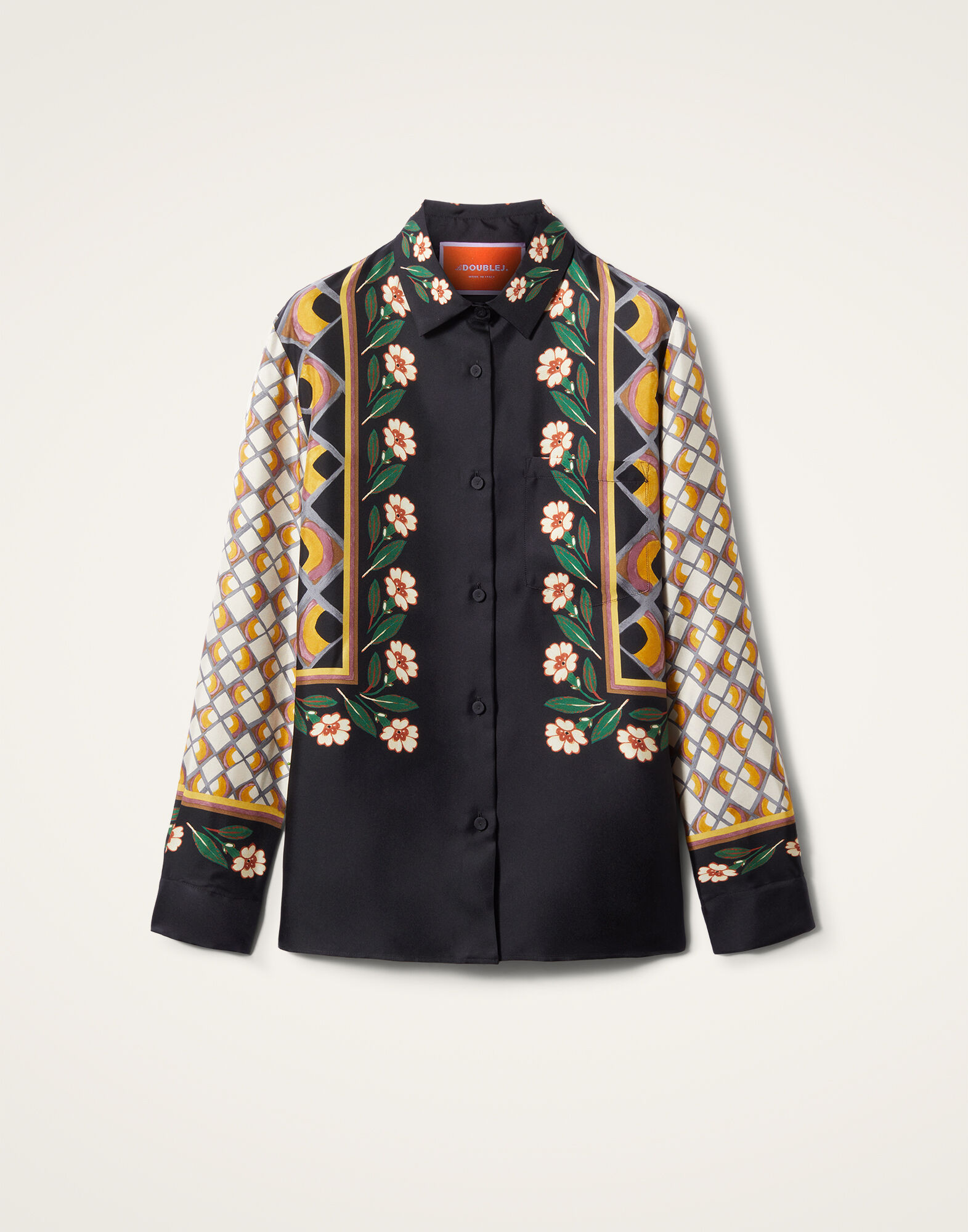 La DoubleJ Boy Shirt Dazed Plac&eacute;e Black SHI0040SIL001DAZ01BL01