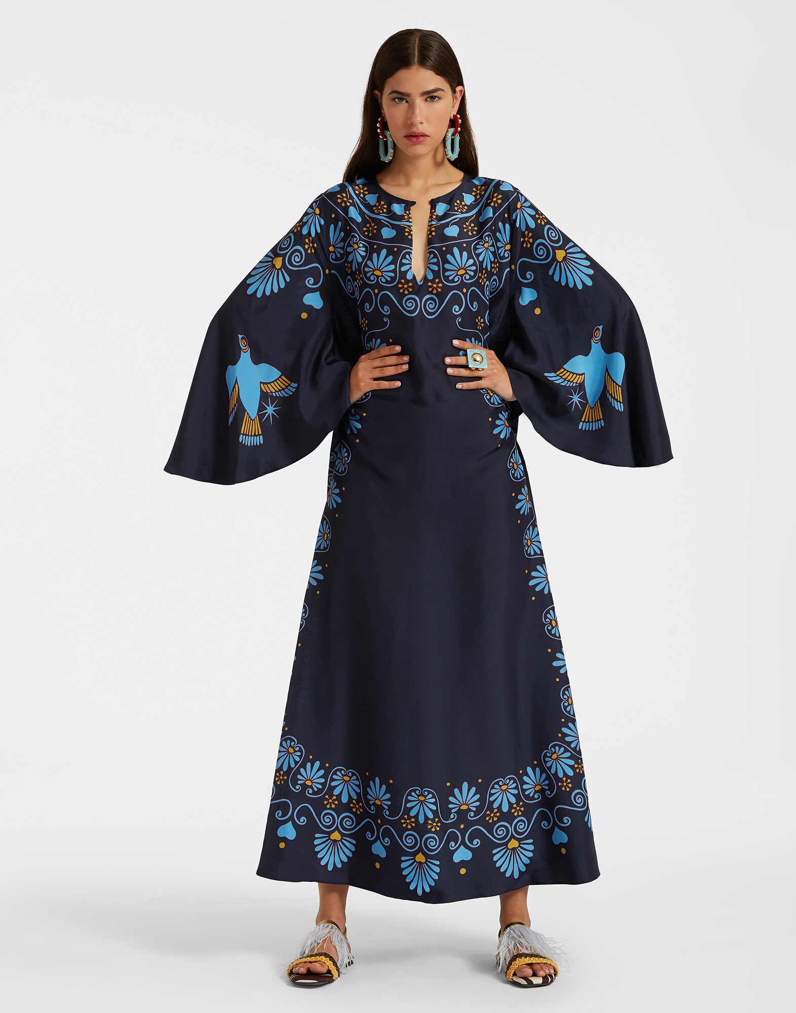 La DoubleJ Flying Kaftan Olympus Plac&eacute;e Navy DRE0347SIL009OLY01BU06