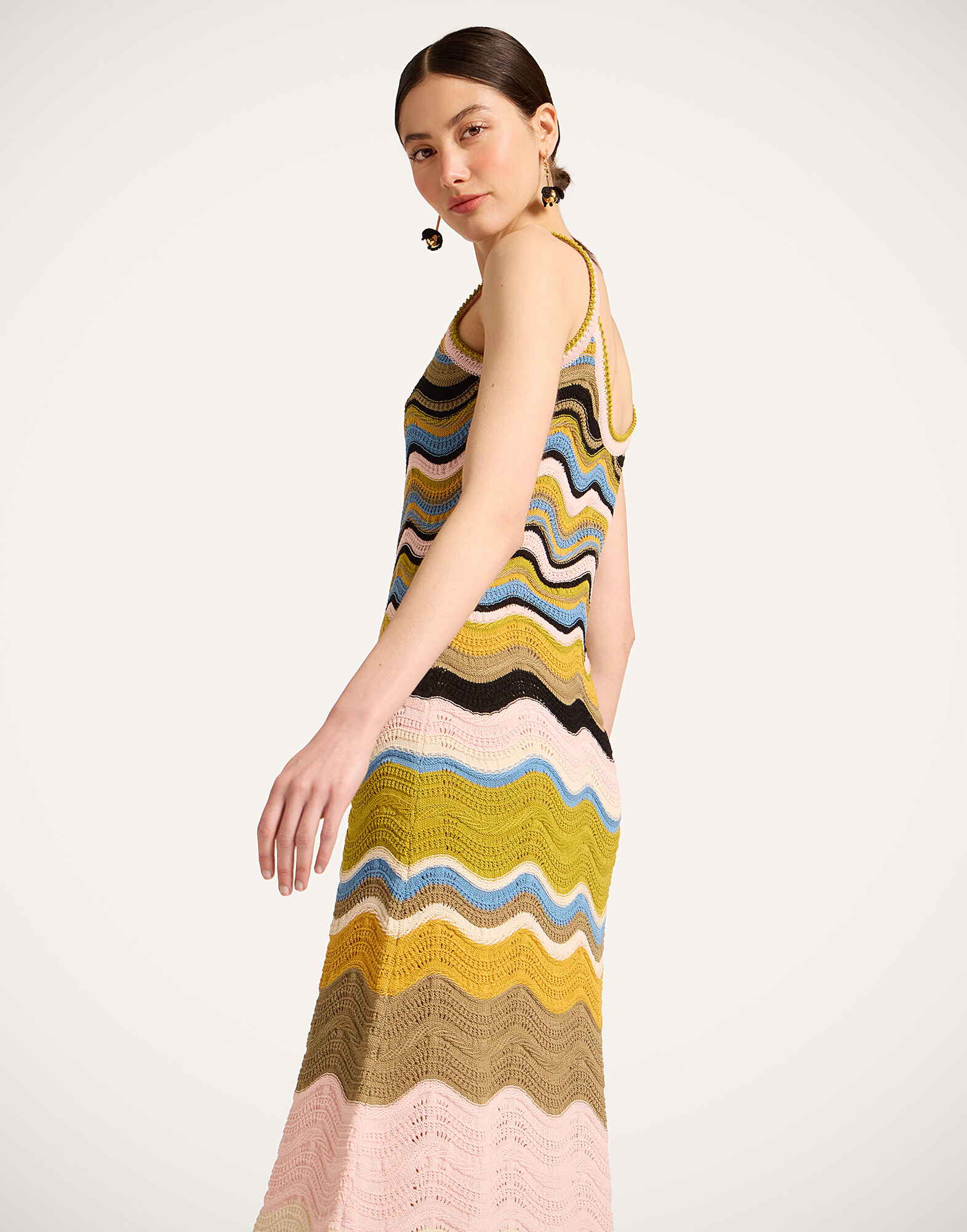 La DoubleJ Chevron Sundress Multicolor Geen &  Pink DRE0916KNI158VA499PI01