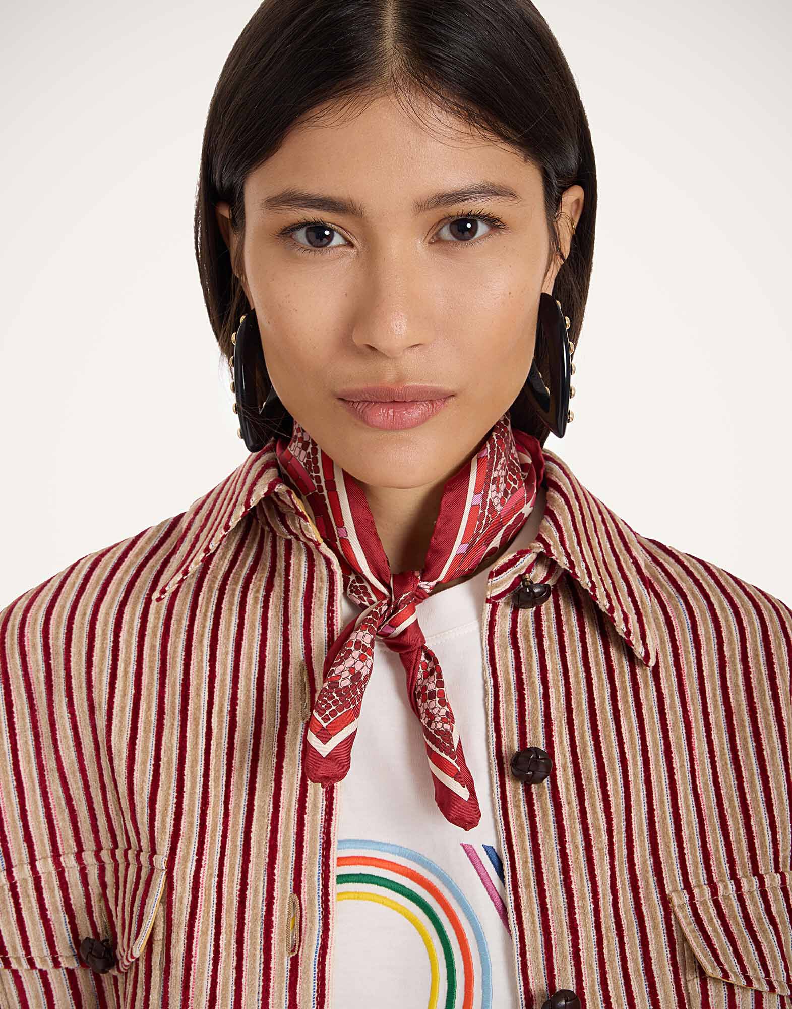 La DoubleJ Foulard 45 Cobra Plac&eacute;e Red SCA0065SIL006COB01RE01