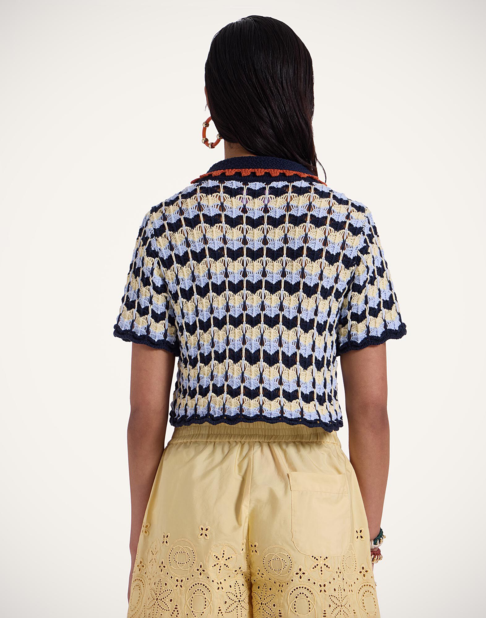 La DoubleJ Perry Knit Polo Multicolor Blue & Yellow PUL0247KNI149VA338MU01