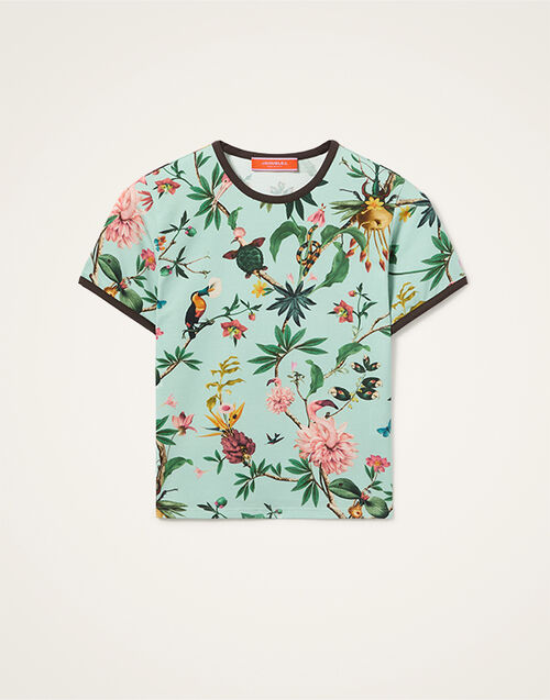 La DoubleJ The Cu-Tee Crop Zooflora Light Blue TSH0068JER076ZOF02BU01