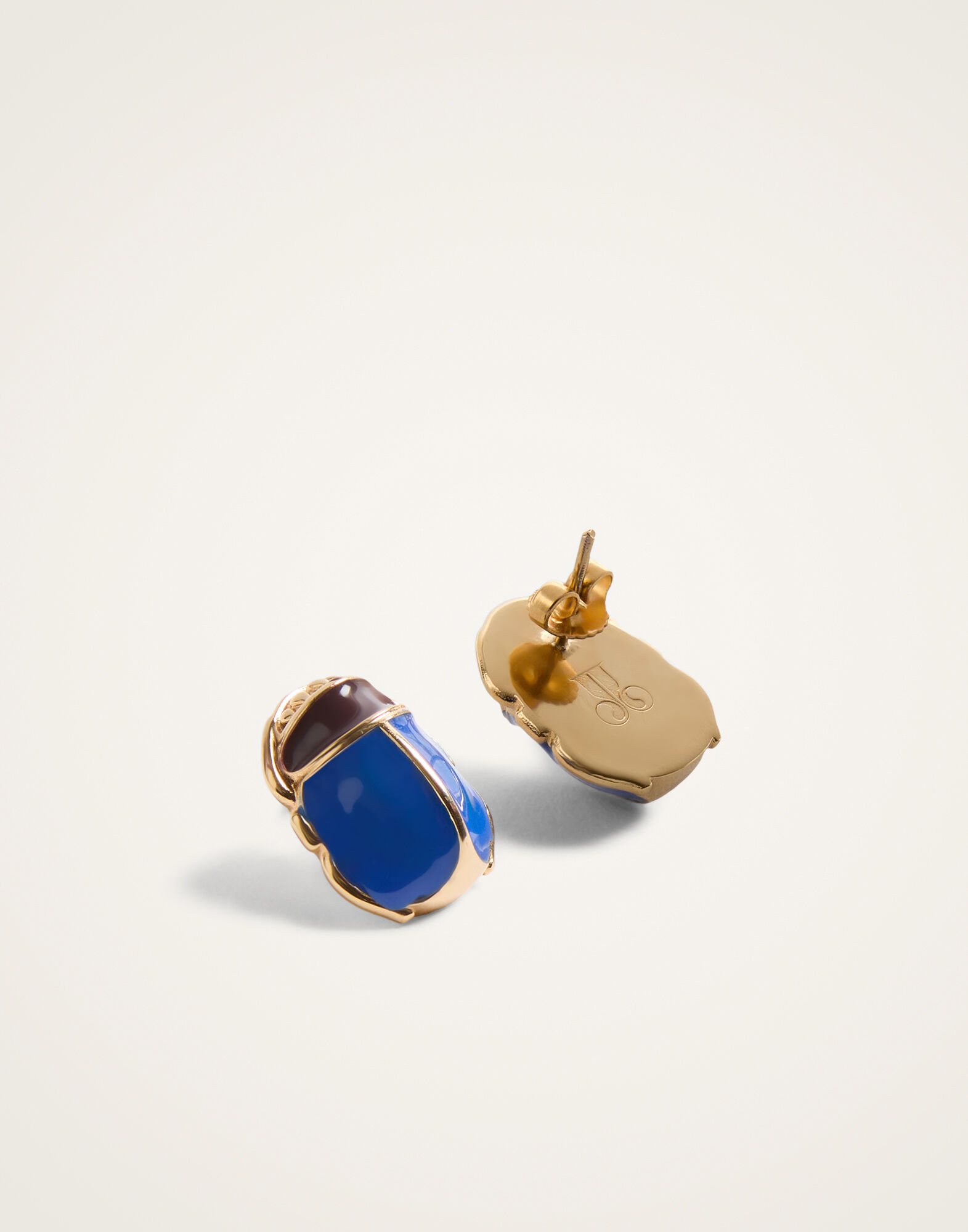 La DoubleJ Khepri Studs 24K Gold Plate & Blue Enamel EAR0071BRA008SOLIDBU03