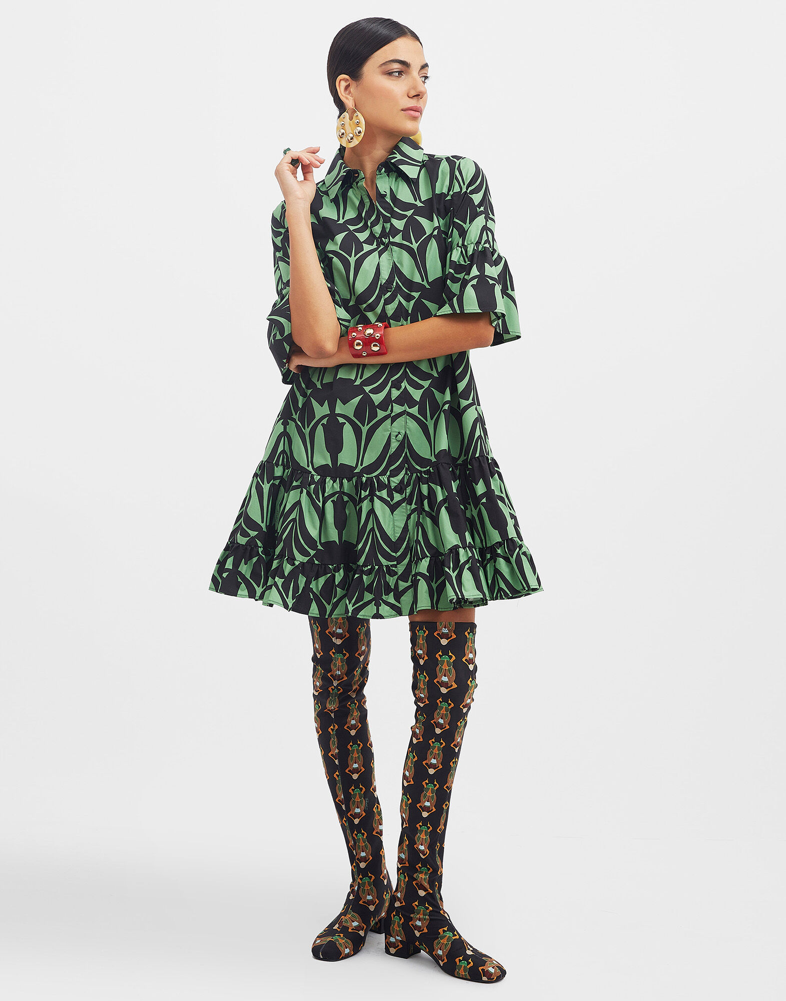 La DoubleJ Choux Dress Papyrus Green DRE0193COT001PAY01GR02