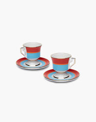 Rainbow set of 2 espresso cups and saucers in purple - La Double J