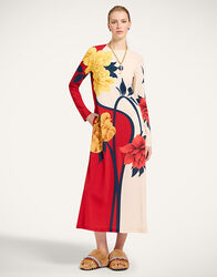 knee length dresses for ladies LA DOUBLE J BIG BLOOMS CLINGY SWING DRESS main image 1