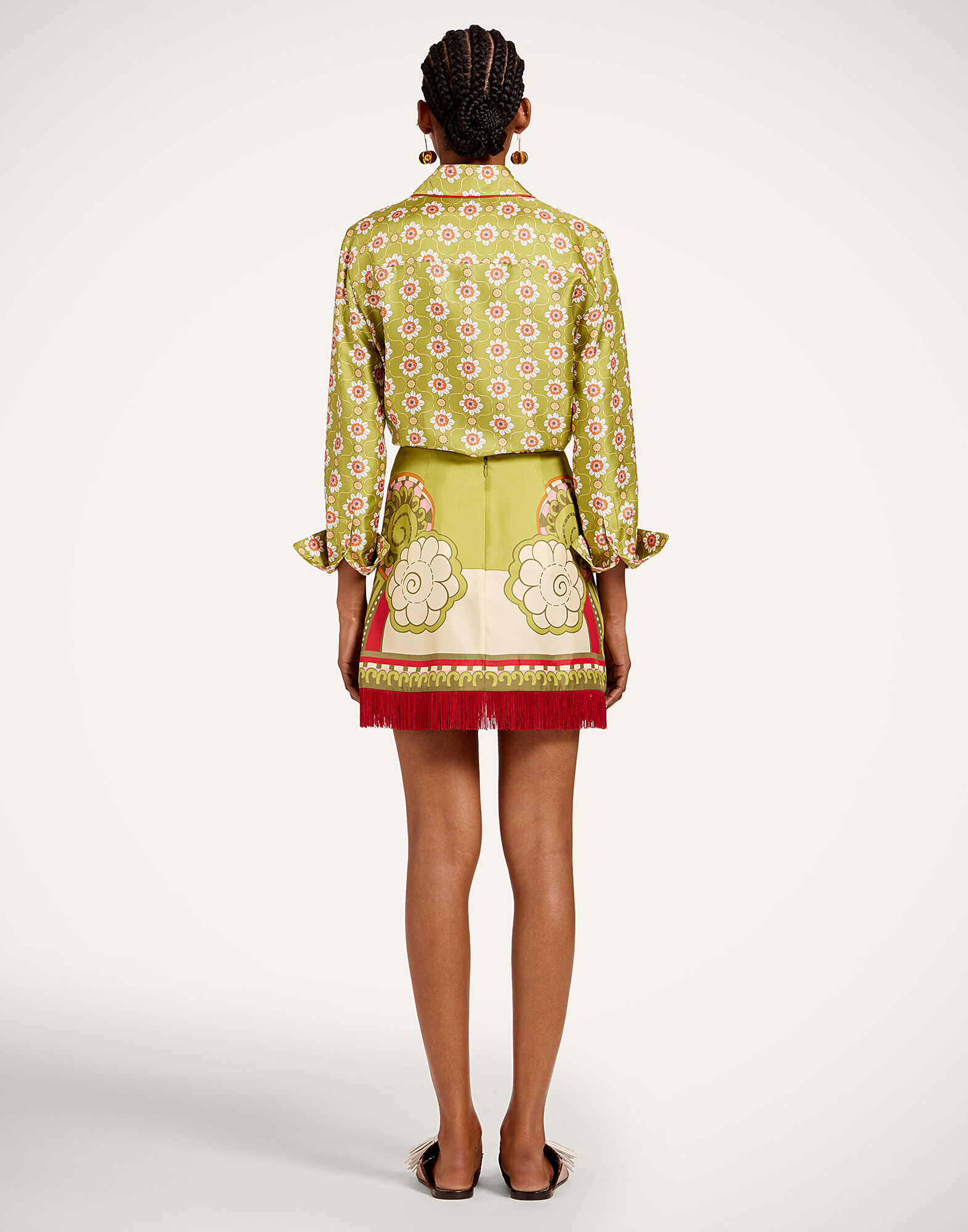 La DoubleJ Mini Foulard Skirt Ambrosia Plac&eacute;e Green SKI0173SIL006AMB03GR02