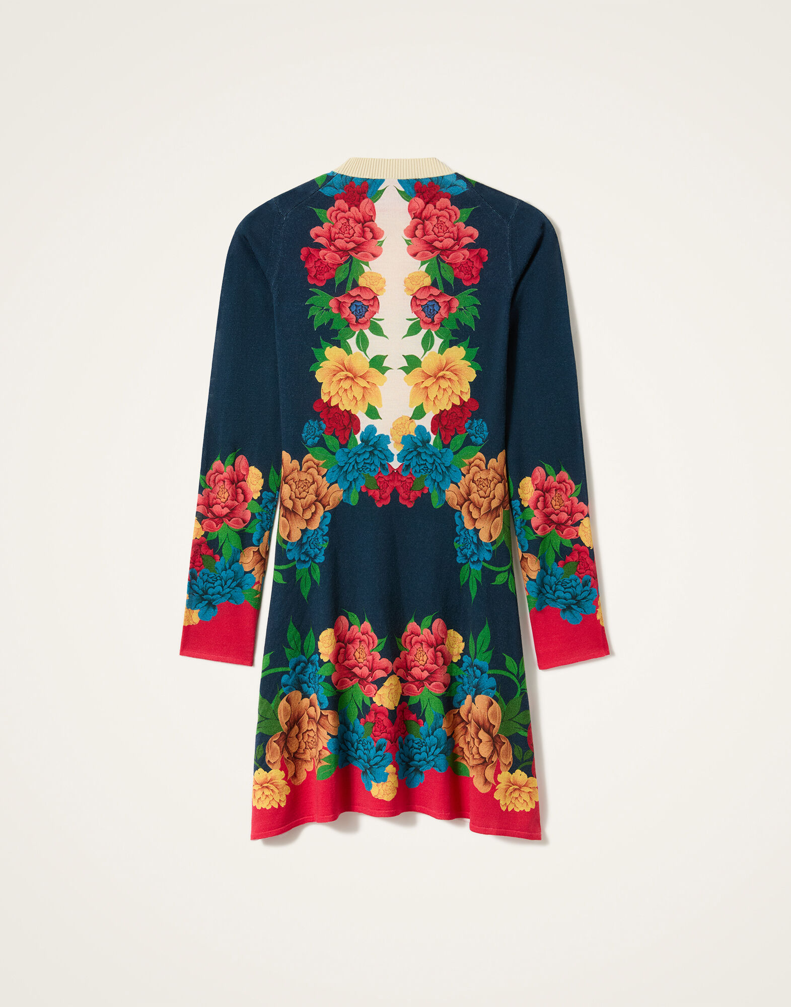 La DoubleJ Knit Long Sleeve Mini Swing Dress Queen Peony Plac&eacute;e Blue DRE1068KNI206VA484BU03