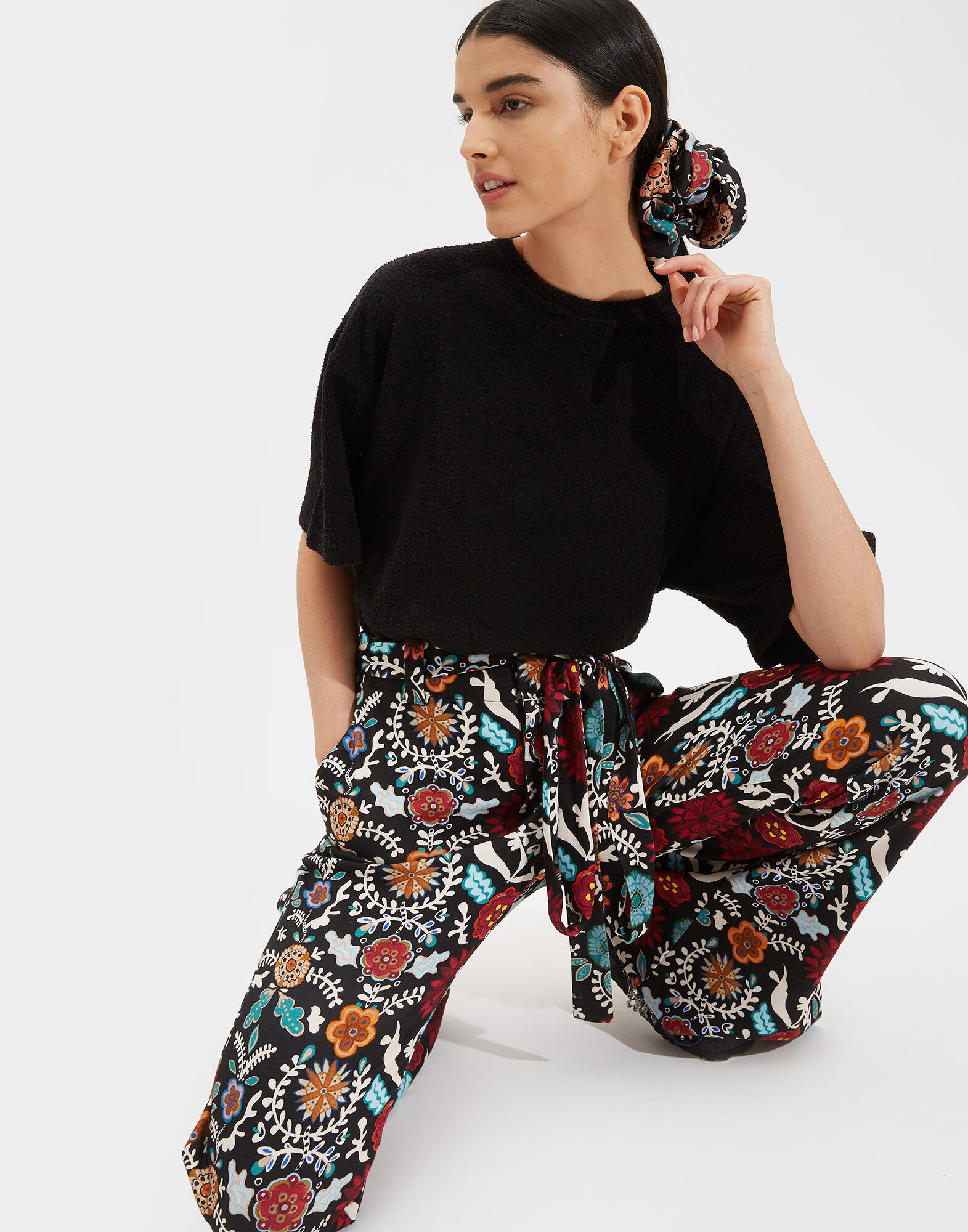 LaDoubleJ Slit Pants Fire Flower TRO0015JER007FIR0001
