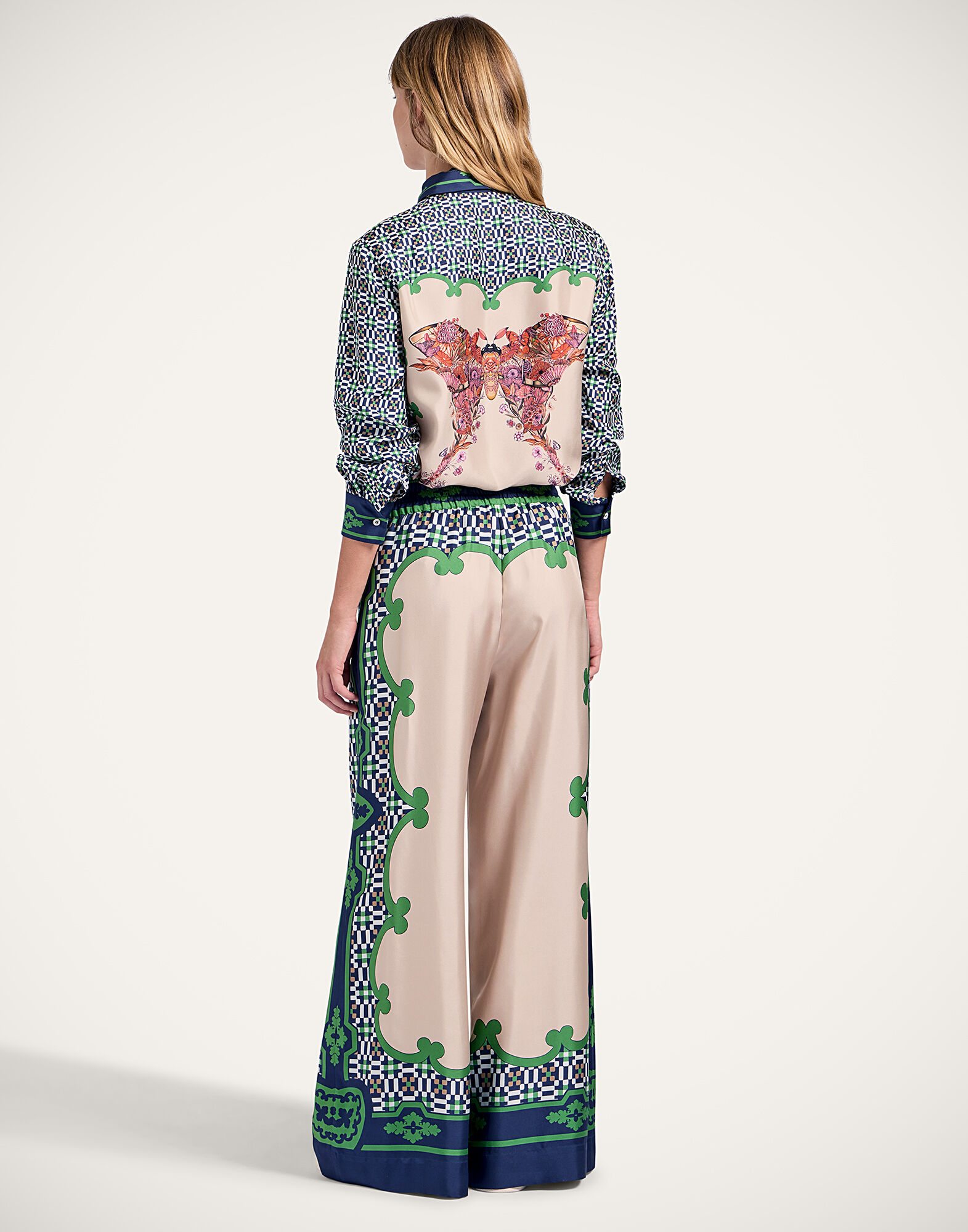 La DoubleJ Palazzo Pants Mariposa Plac&eacute;e Green TRO0026SIL006MAR07GR02