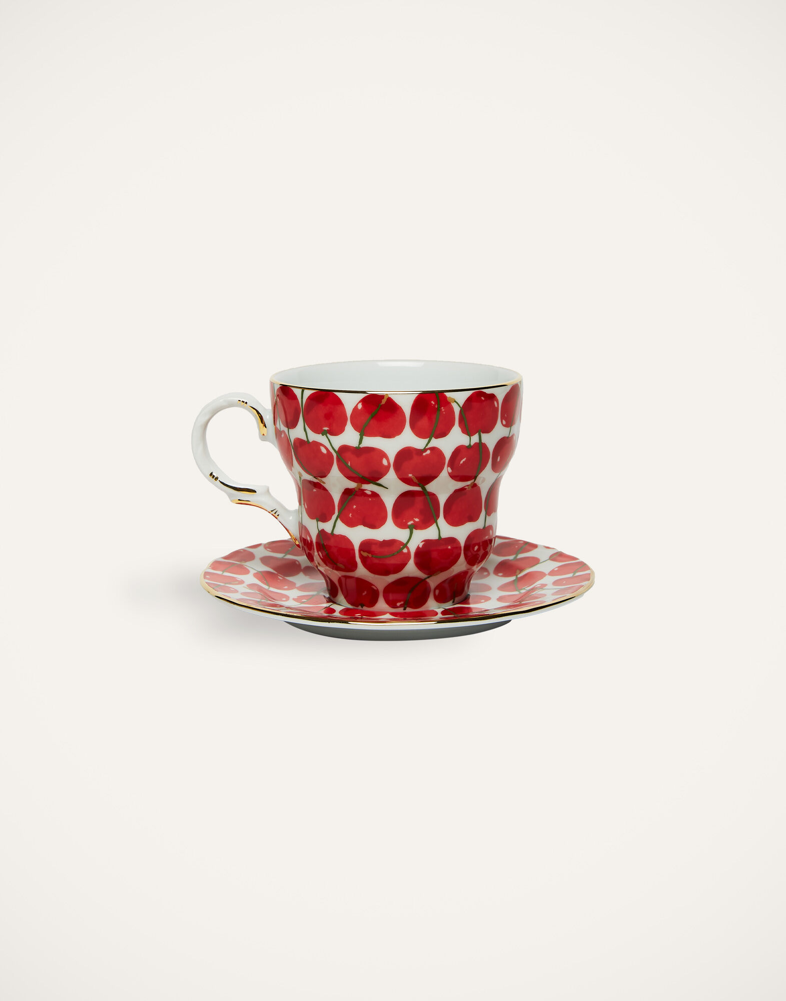 La DoubleJ Big Mama Cup And Saucer Cherries Avorio DIS0066CER001CHY0005