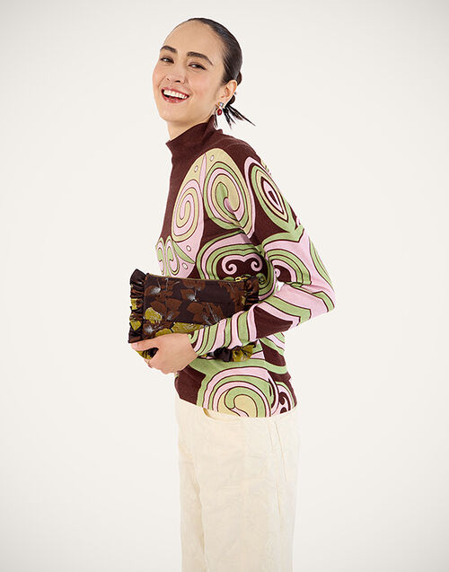 La DoubleJ Silky Turtleneck Kells Swirl Plac&eacute;e Burgundy PUL0302KNI172VA513RE07