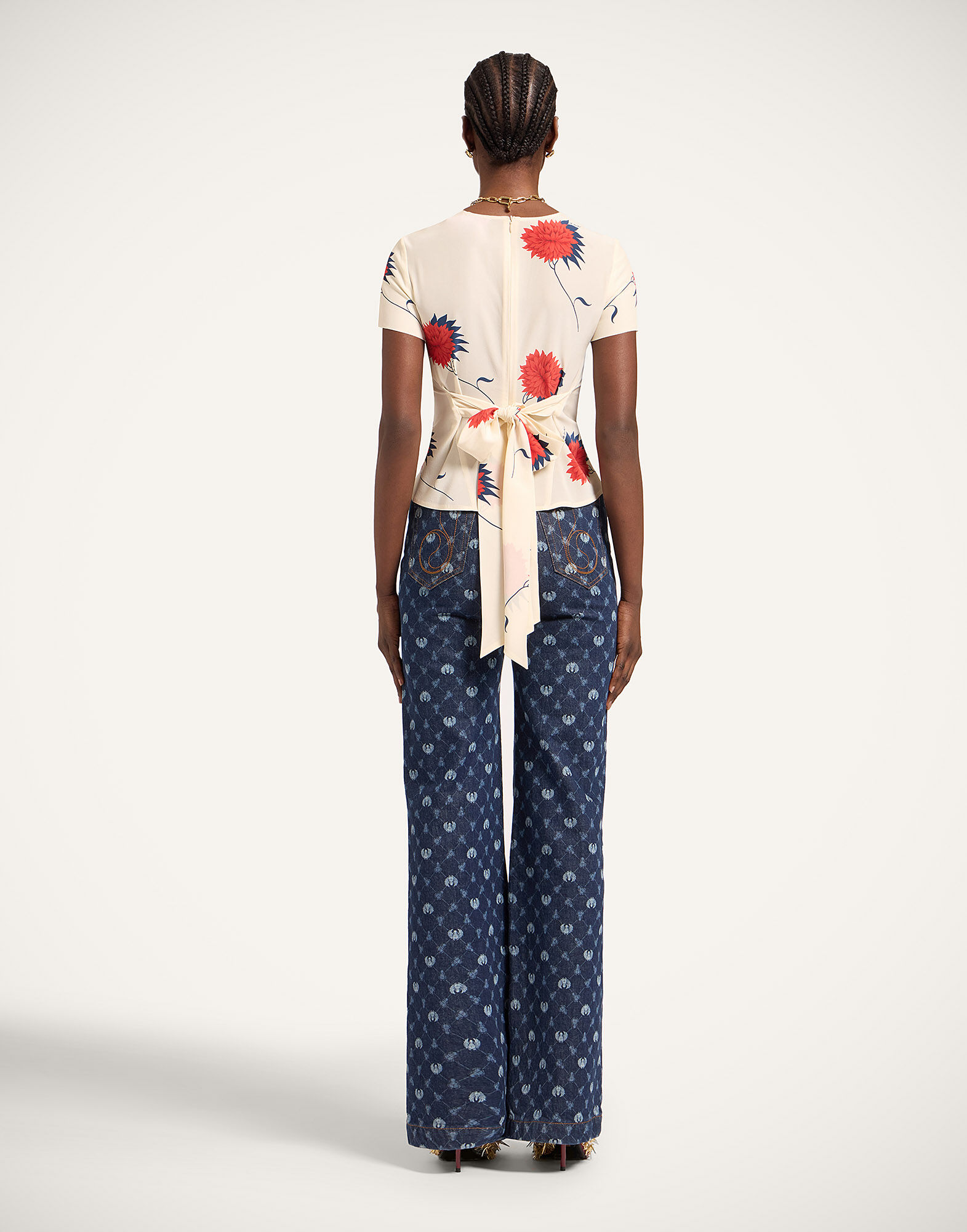 La DoubleJ The Flare Jean Talismania Check Indigo TRO0096DEN015TAL02BU15