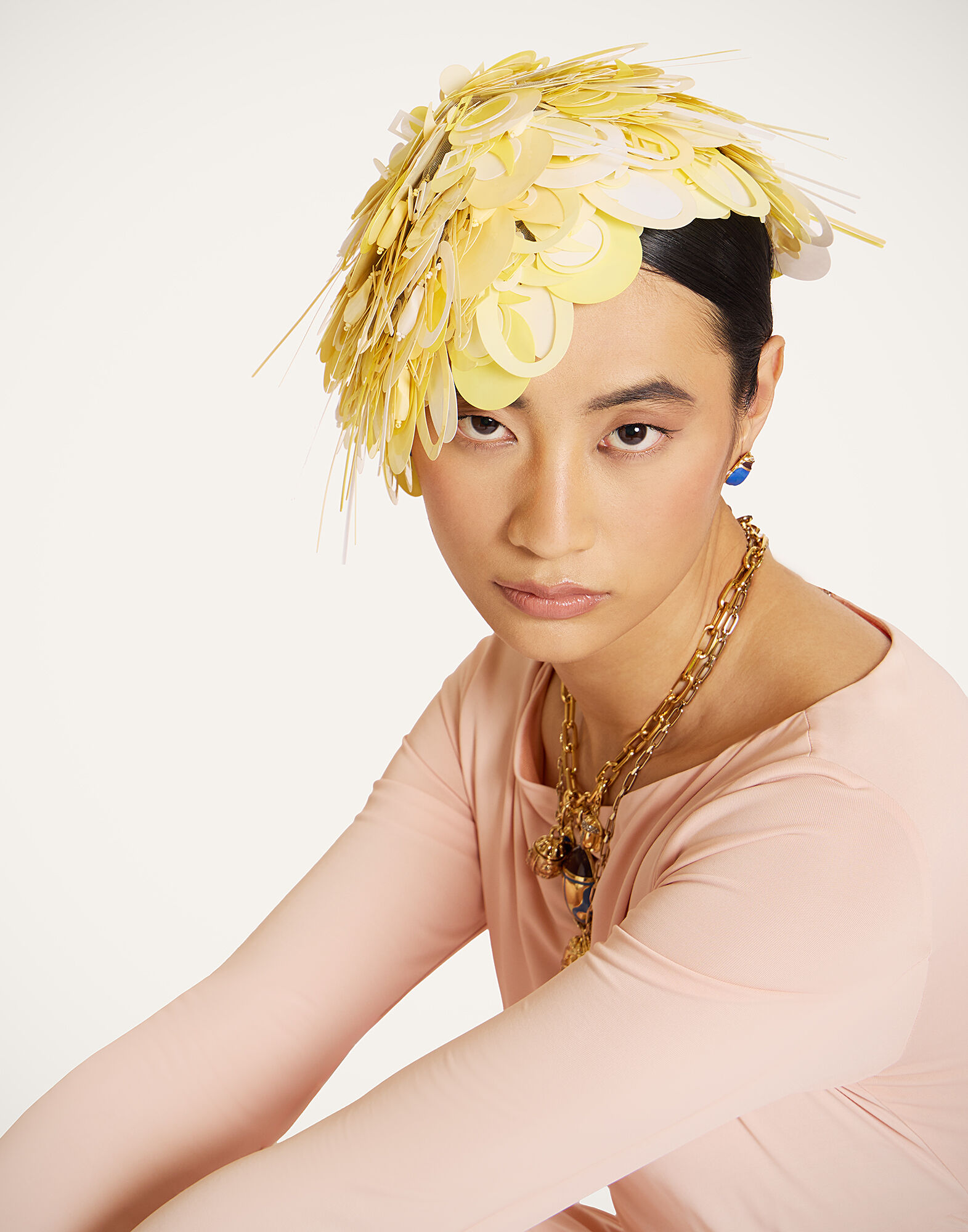 La DoubleJ Paillette Hat Solid Yellow HAT0045PAI019SOLIDYE02