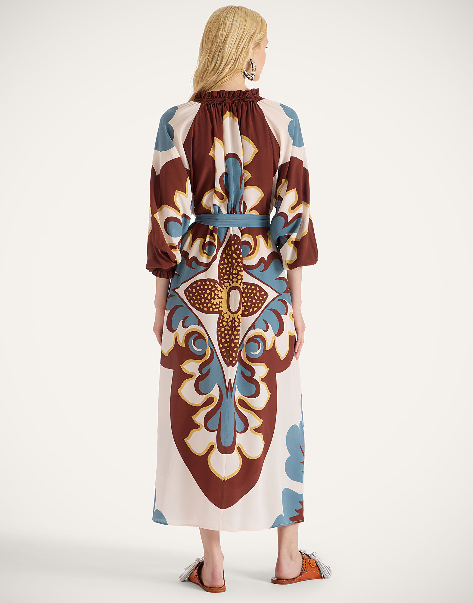 La DoubleJ Midi Cerere Shirt Dress Palazzo Plac&eacute;e Chocolate DRE0925CRE001PAL08BR07