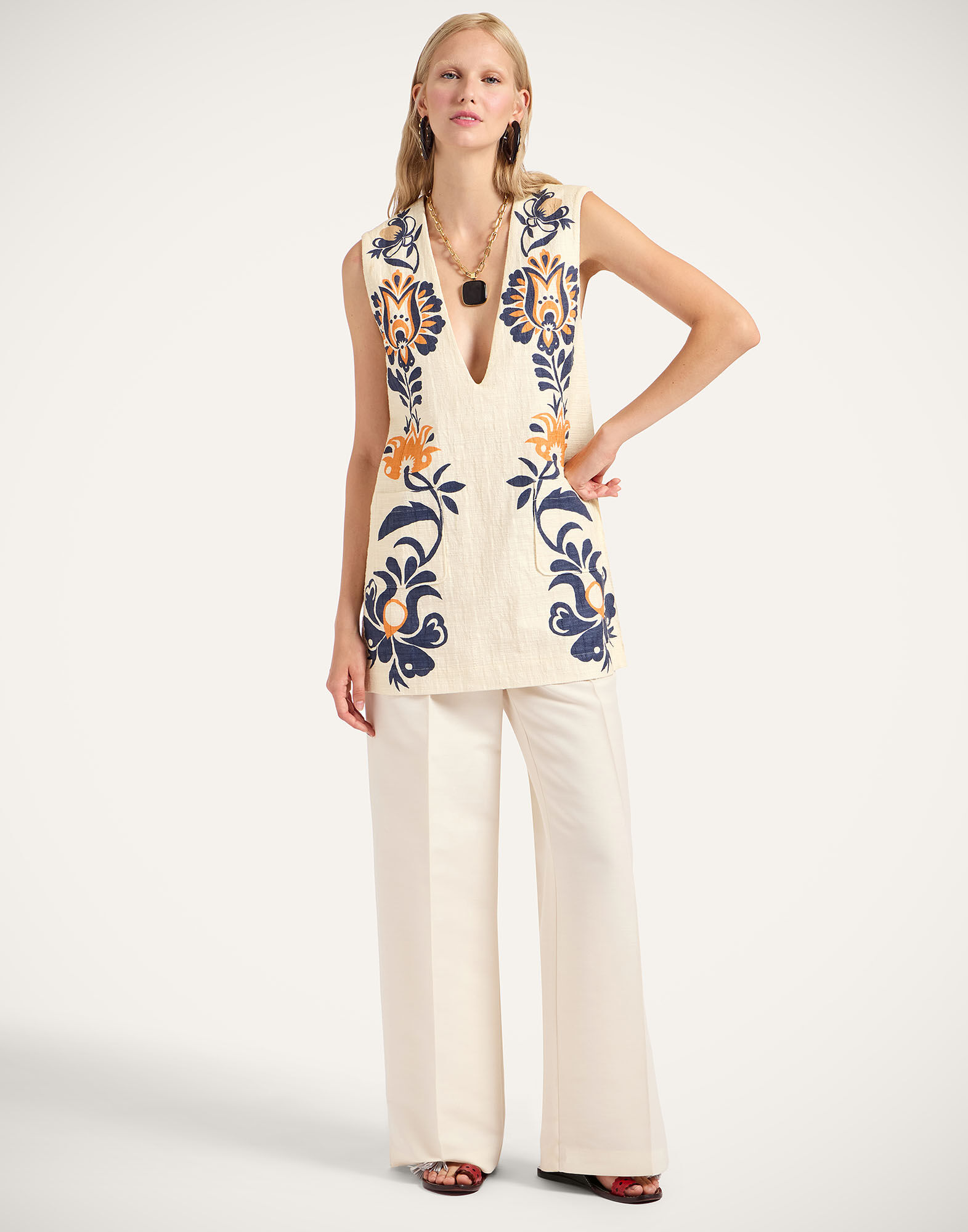 La DoubleJ Cream Soda Tunic Selva Plac&eacute;e Blue DRE0926COT005SEL07BU03