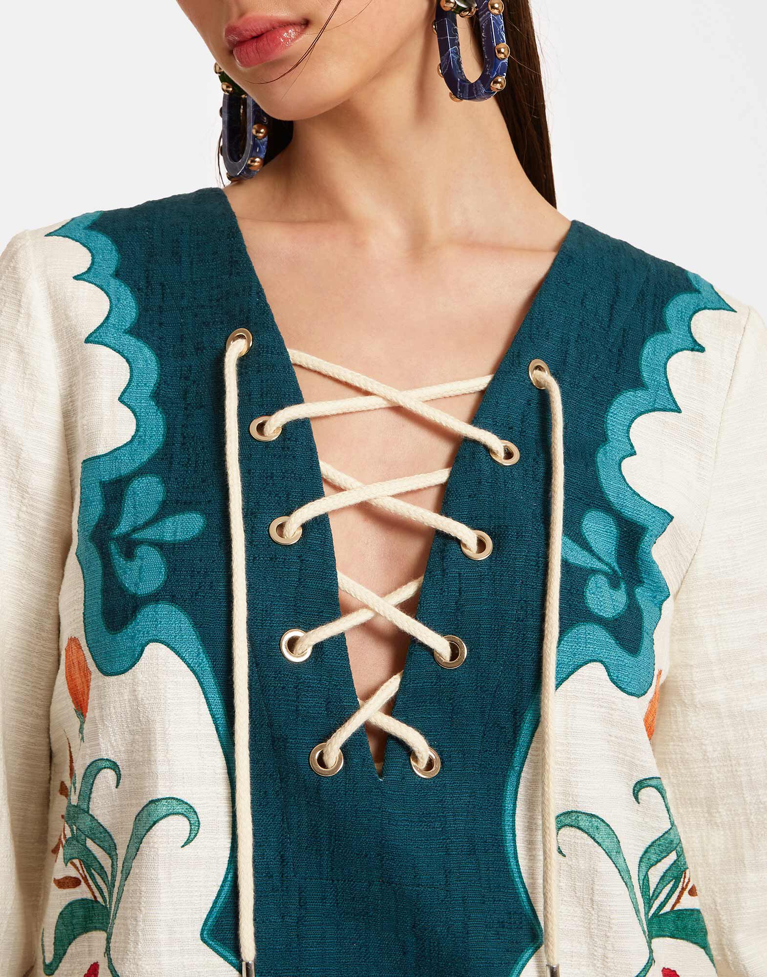 La DoubleJ The Tunic Mini Morpheus Plac&eacute;e Orange DRE0737COT005MOR01OR02