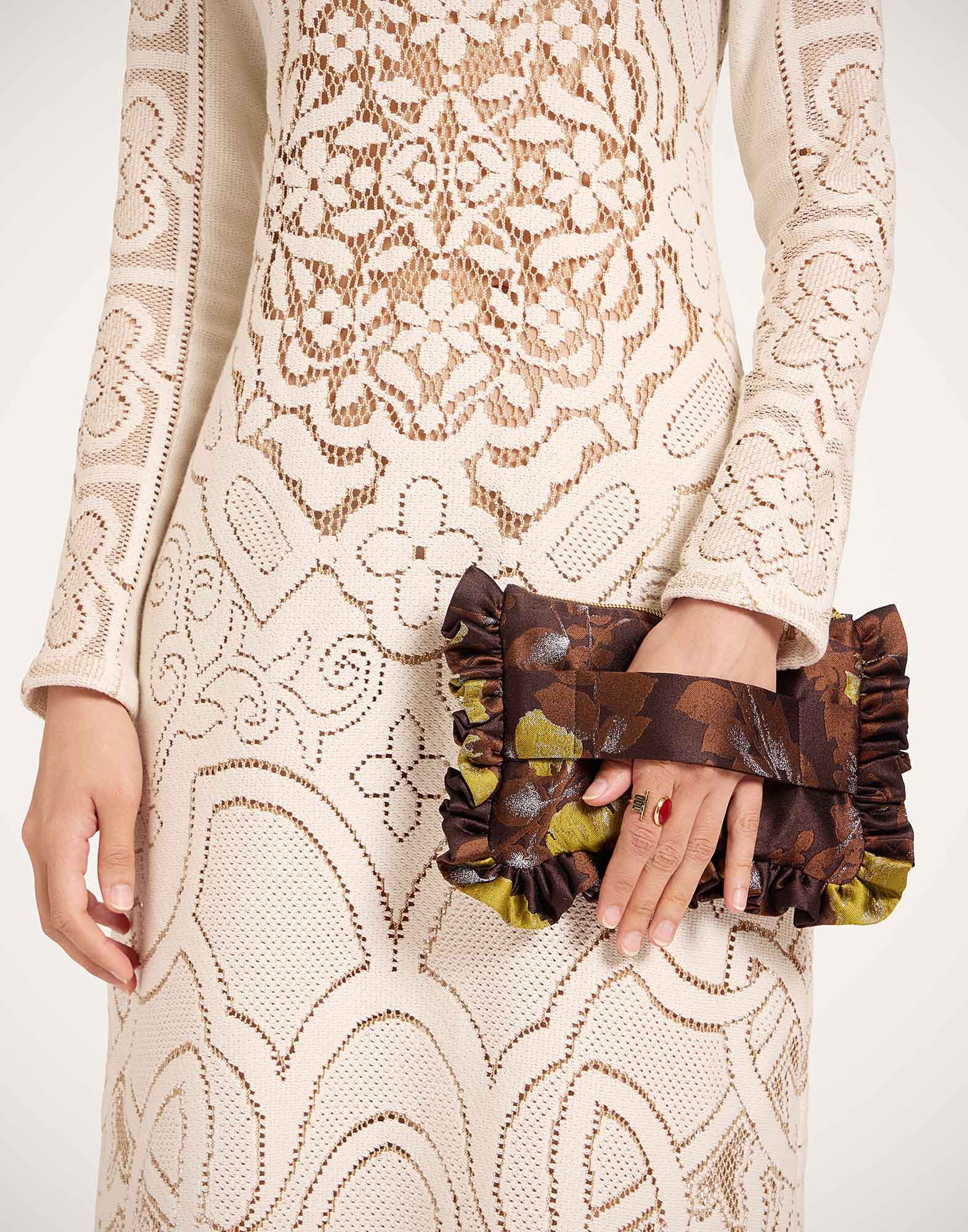 La DoubleJ Lacey Long Sleeve Swing Dress Solid White Smoke DRE0418EMB006WHI0006