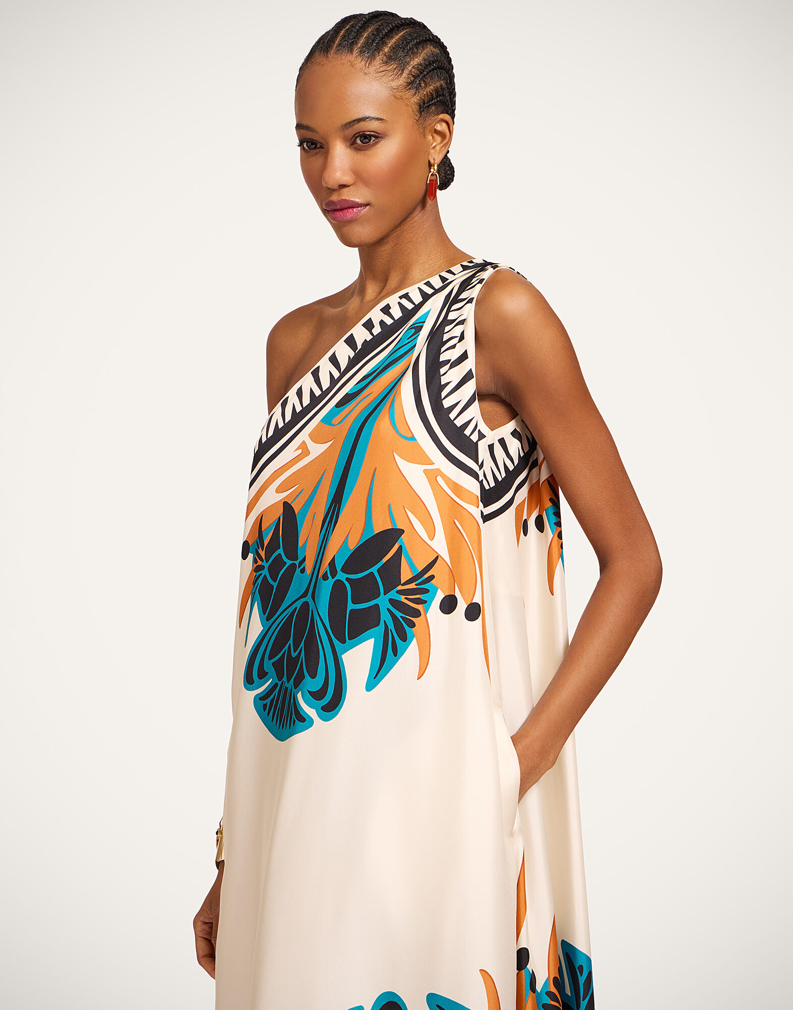 La DoubleJ Roy Dress Florence Plac&eacute;e Ivory DRE0304SIL006FLO02WH04