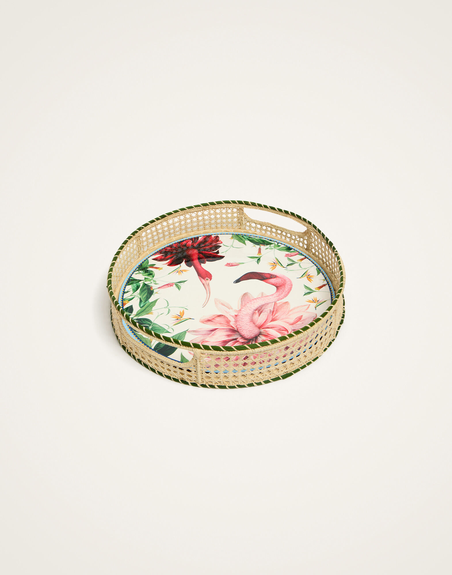 La DoubleJ Raffia Tray Solid Green TRA0005RAF010SOLIDGR02