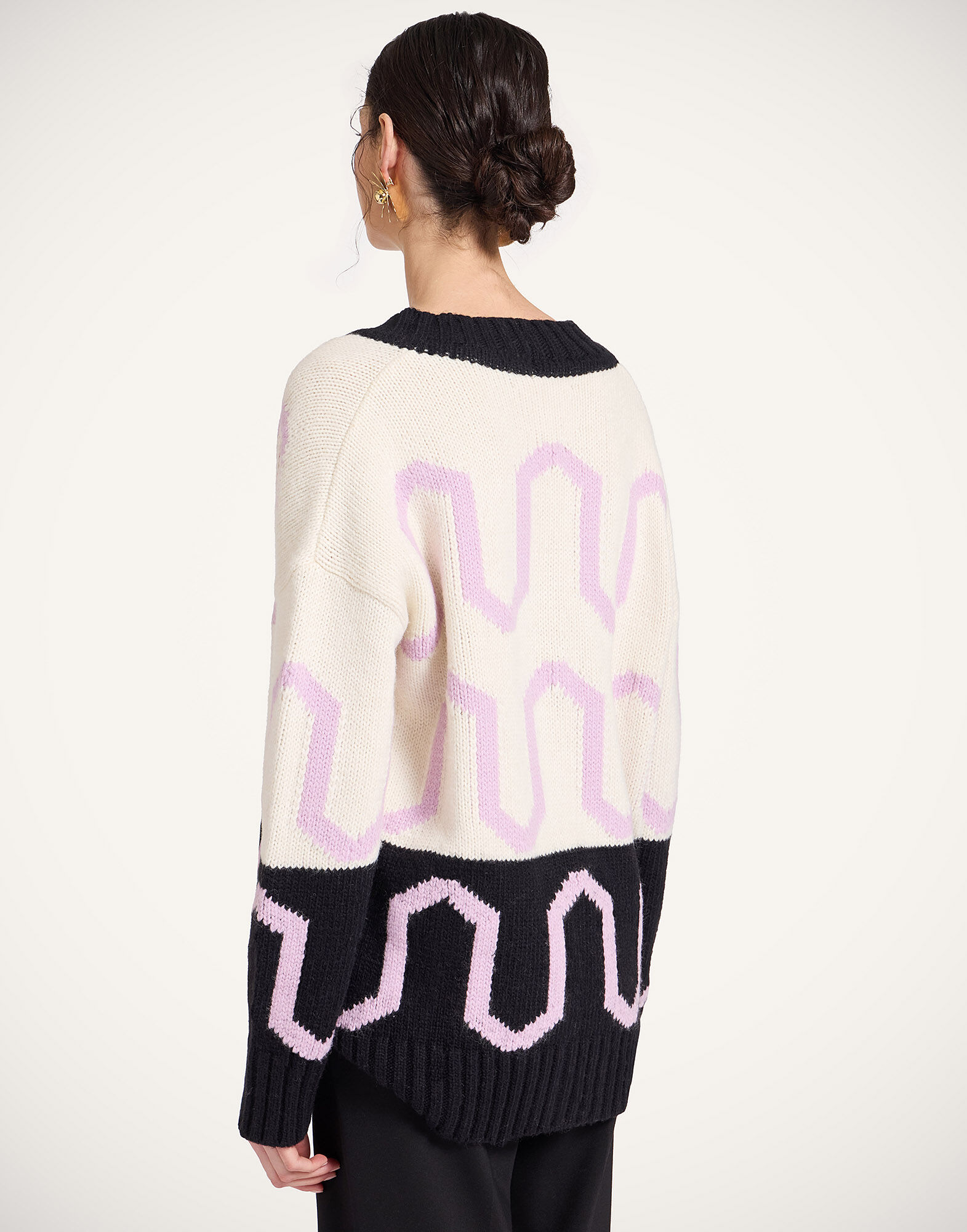 La DoubleJ Comber Cardigan Multicolor Ivory & Black PUL0344KNI134VA452BL01