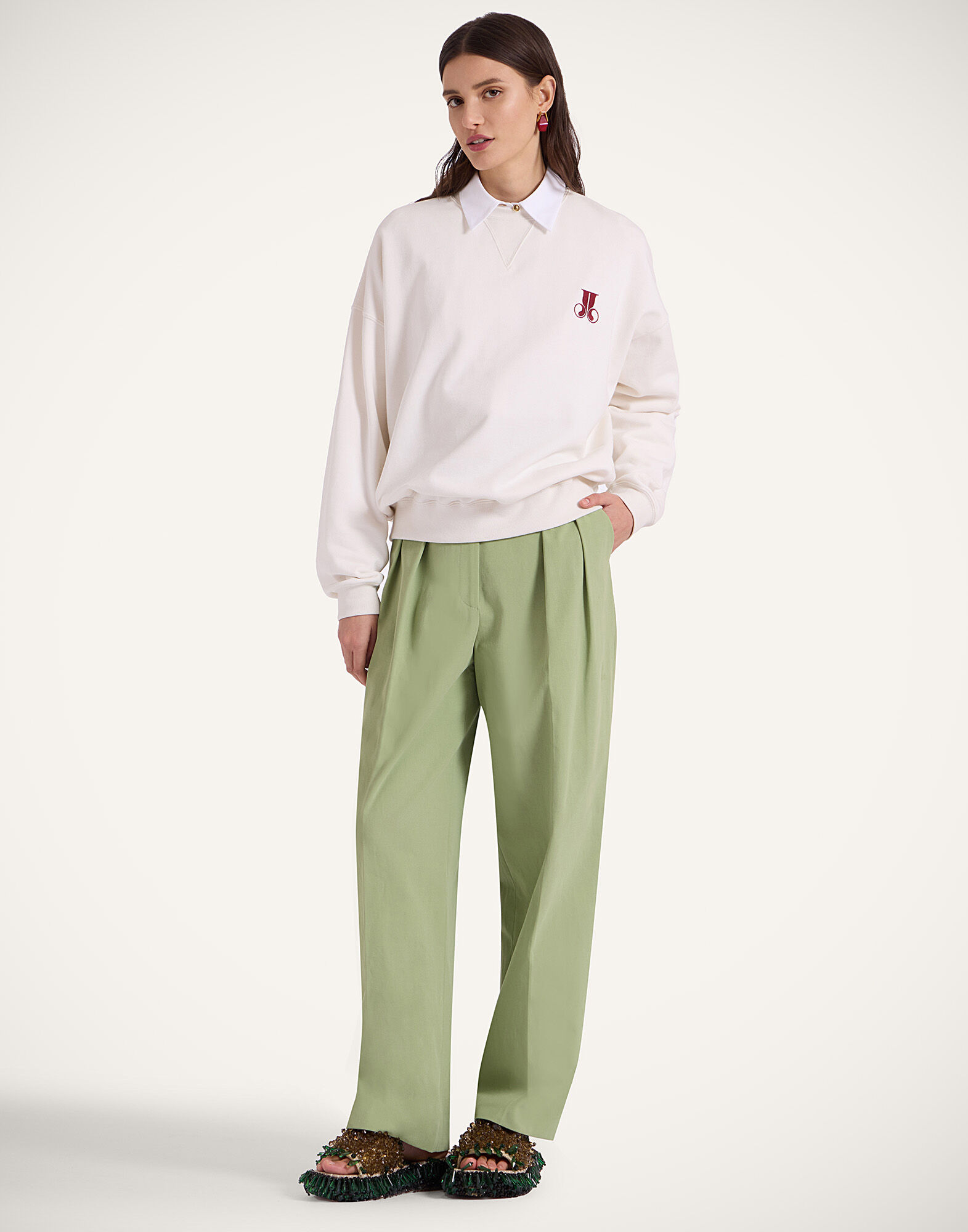 La DoubleJ House Sweatshirt Raise Your Vibration Off White SWE0038JER033SOP04WH05