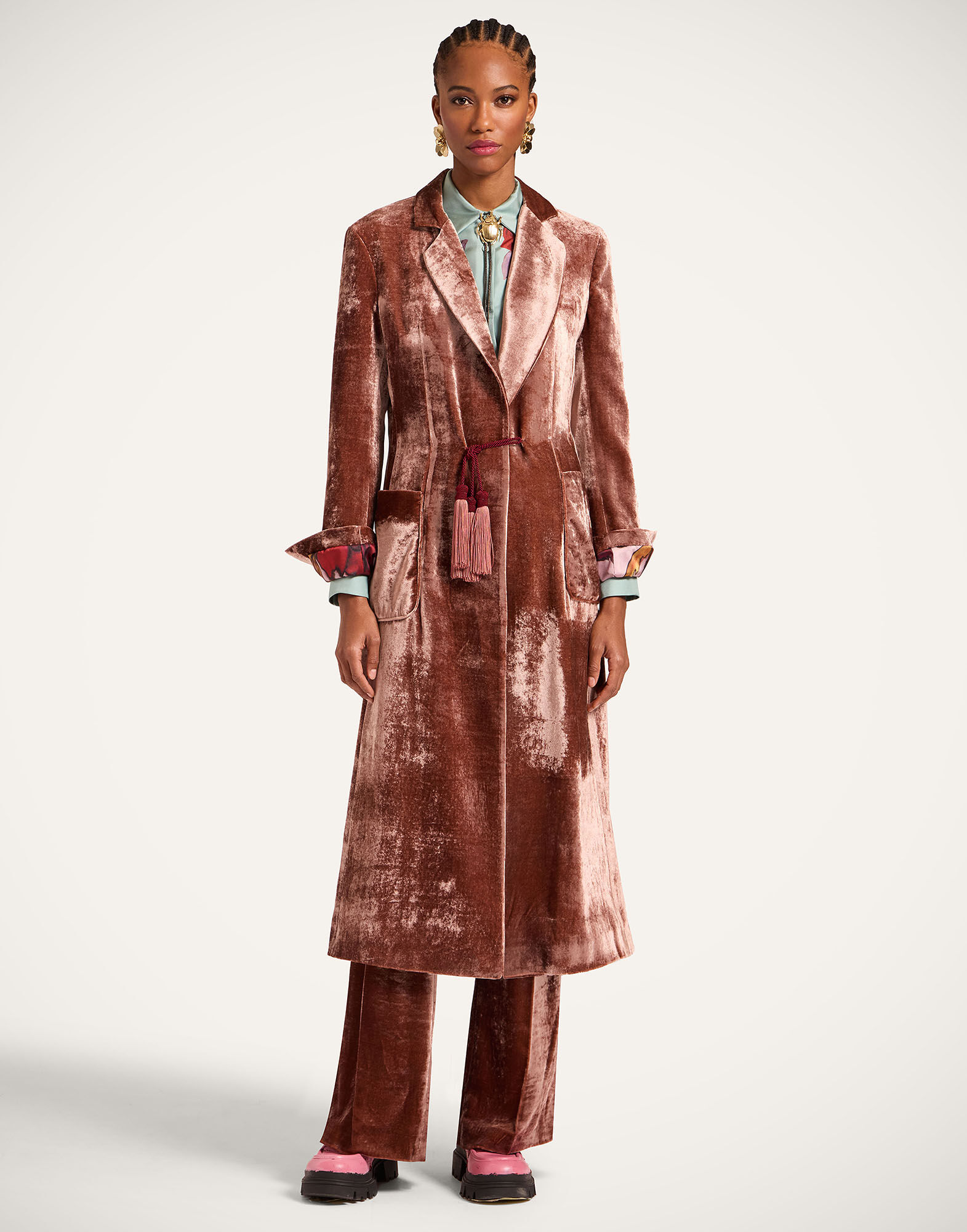 La DoubleJ Duster Coat Solid Dusty Pink JAC0166VEL019SOLIDPI10