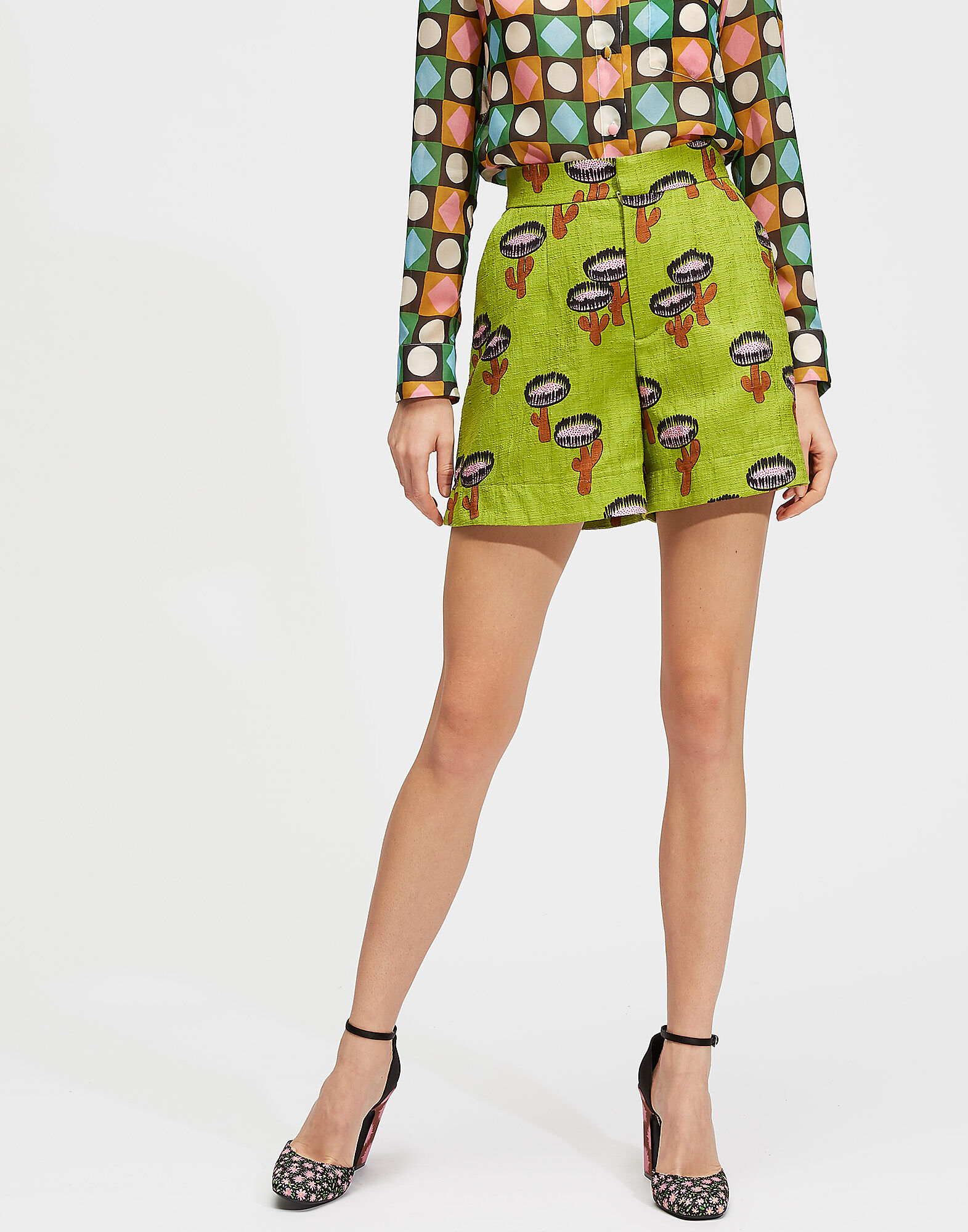 LaDoubleJ Good Butt Shorts Chirpy Cactus Verde TRO0010COT005CHI0002
