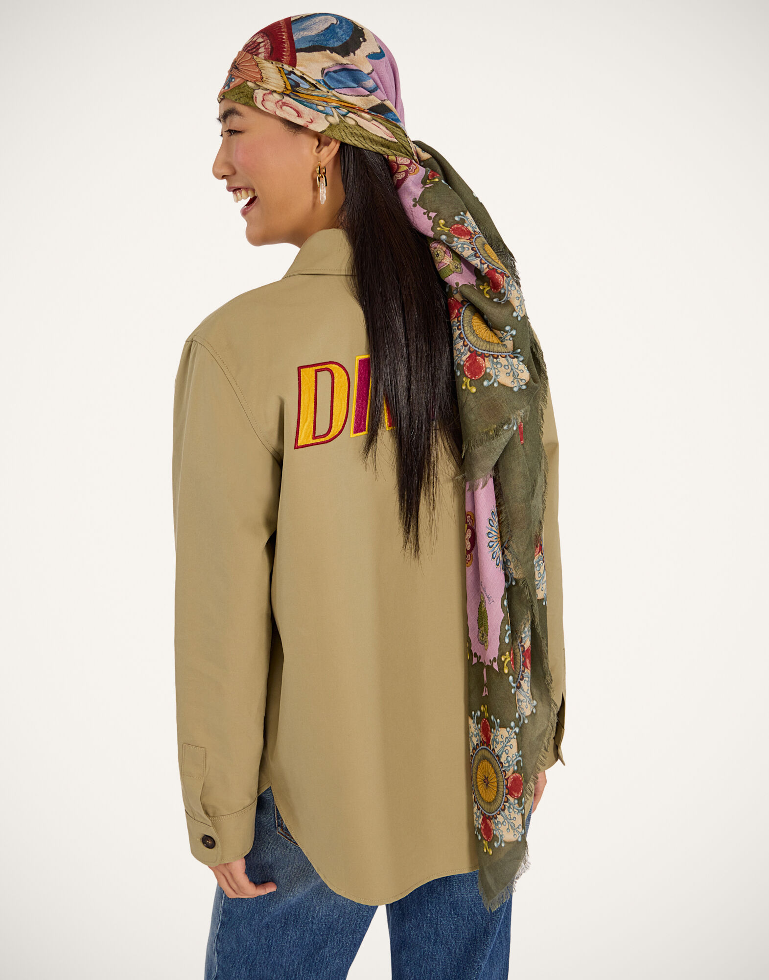 La DoubleJ Foulard 140 Nucleus Plac&eacute;e Dusty Pink SCA0060MOS001NUC06PI10