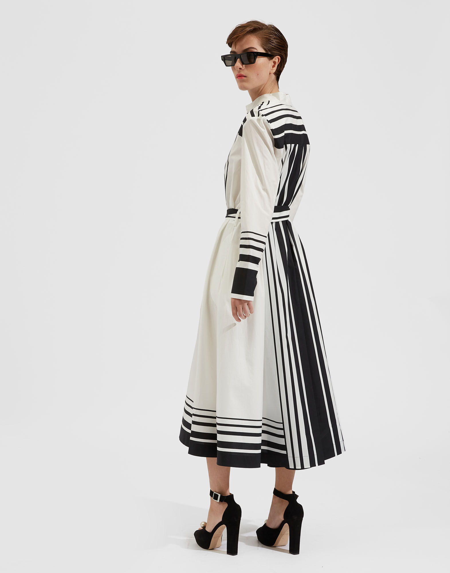 La DoubleJ Sundowner Dress Handmade Dots B&W Plac&eacute;e DRE0459COT015HAD0003