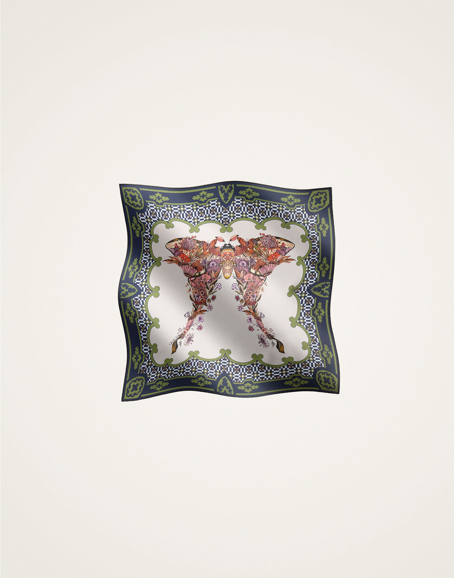 La DoubleJ Foulard 45 Mariposa Plac&eacute;e Celeste SCA0065SIL006MAR07BU12