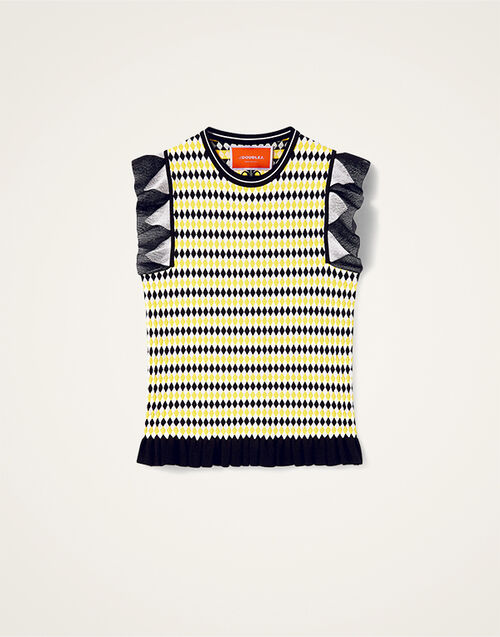 La DoubleJ Checkers Top Multicolor Yellow & Black PUL0267KNI159VA370YE02