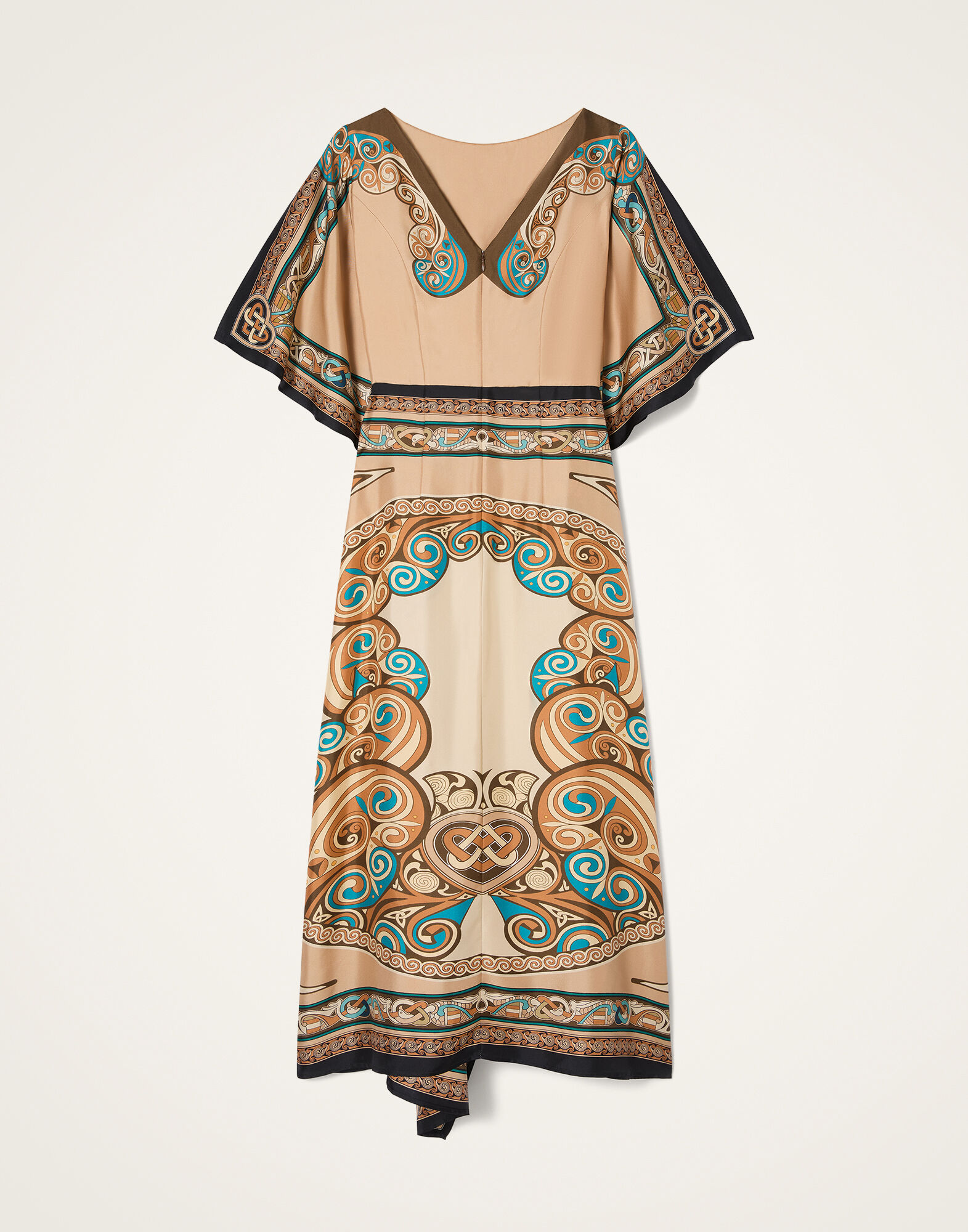 La DoubleJ Foulard Dress Kells Plac&eacute;e Camel DRE1127SIL029KEL03BR04