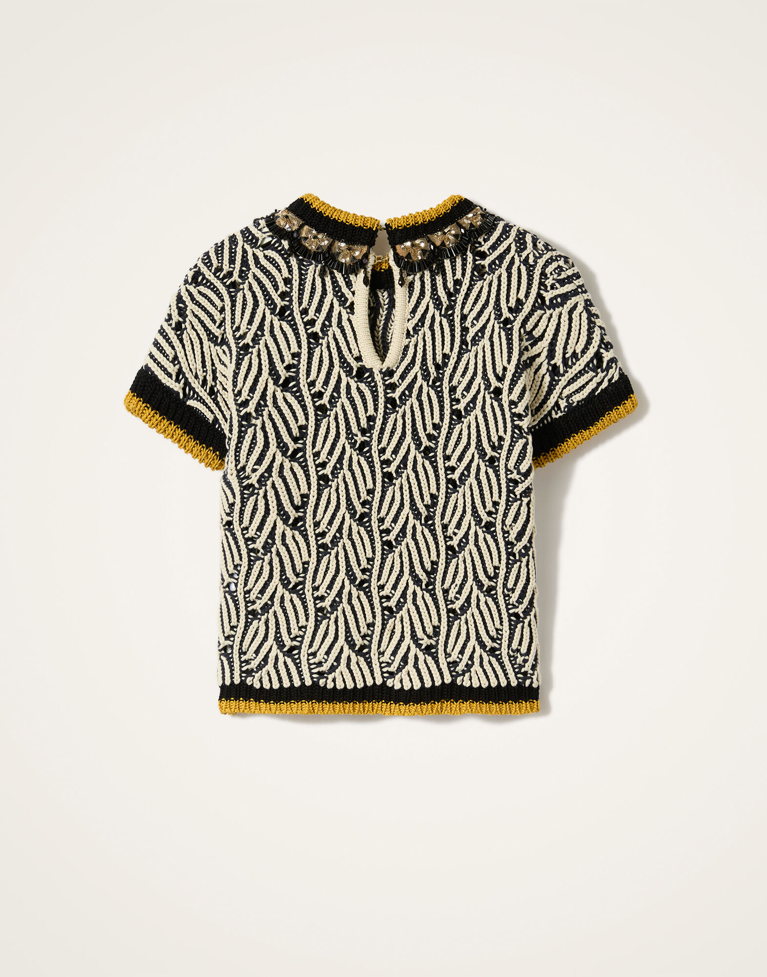 La DoubleJ Picture Top Bicolor Navy & Ecru PUL0366KNI198VA470BU06