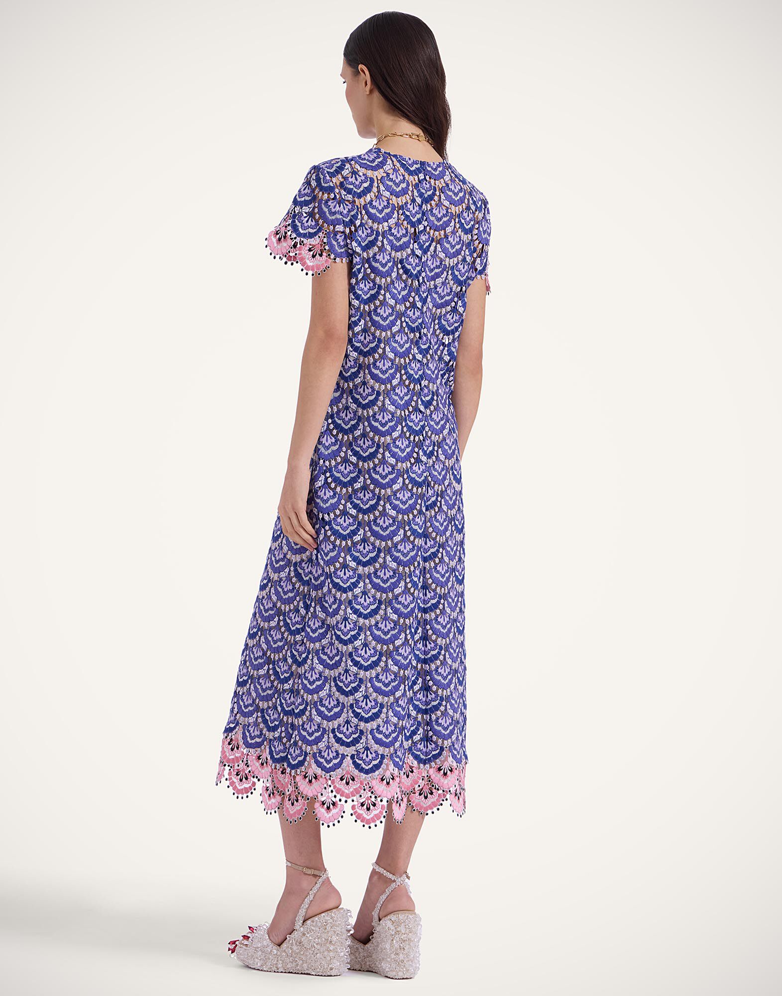 La DoubleJ Super Swing Dress In Bloom Blue DRE0894EMB085BLO01BU03