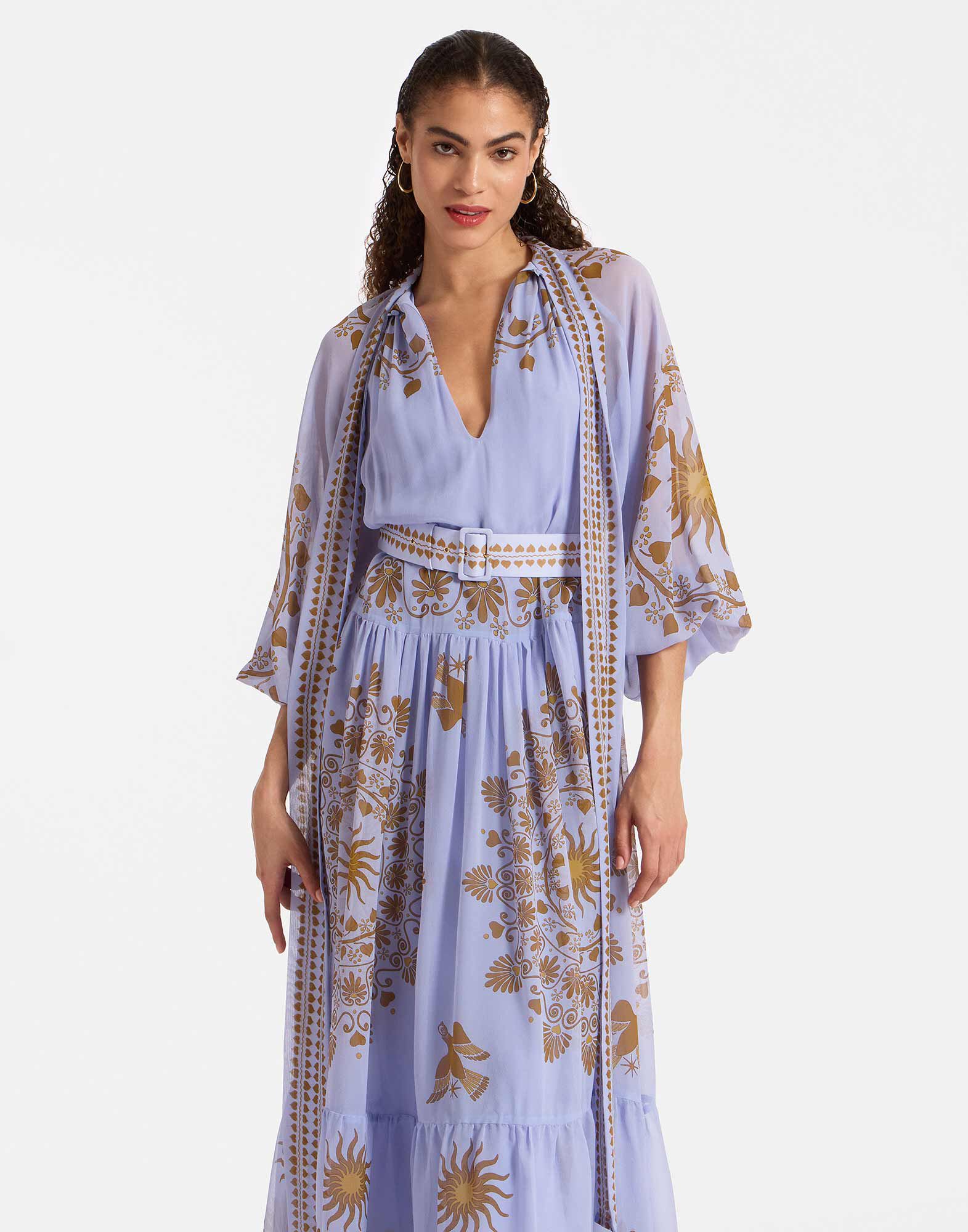 La DoubleJ Athena Dress Olympus Plac&eacute;e Light Blue DRE0618SIL014OLY01BU01