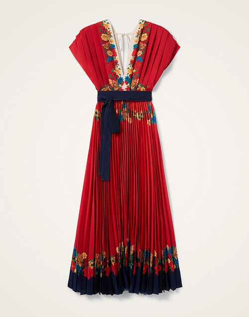 La DoubleJ Accordion Dress Princess Peony Plac&eacute;e Red DRE0991CHF007PPE02RE01