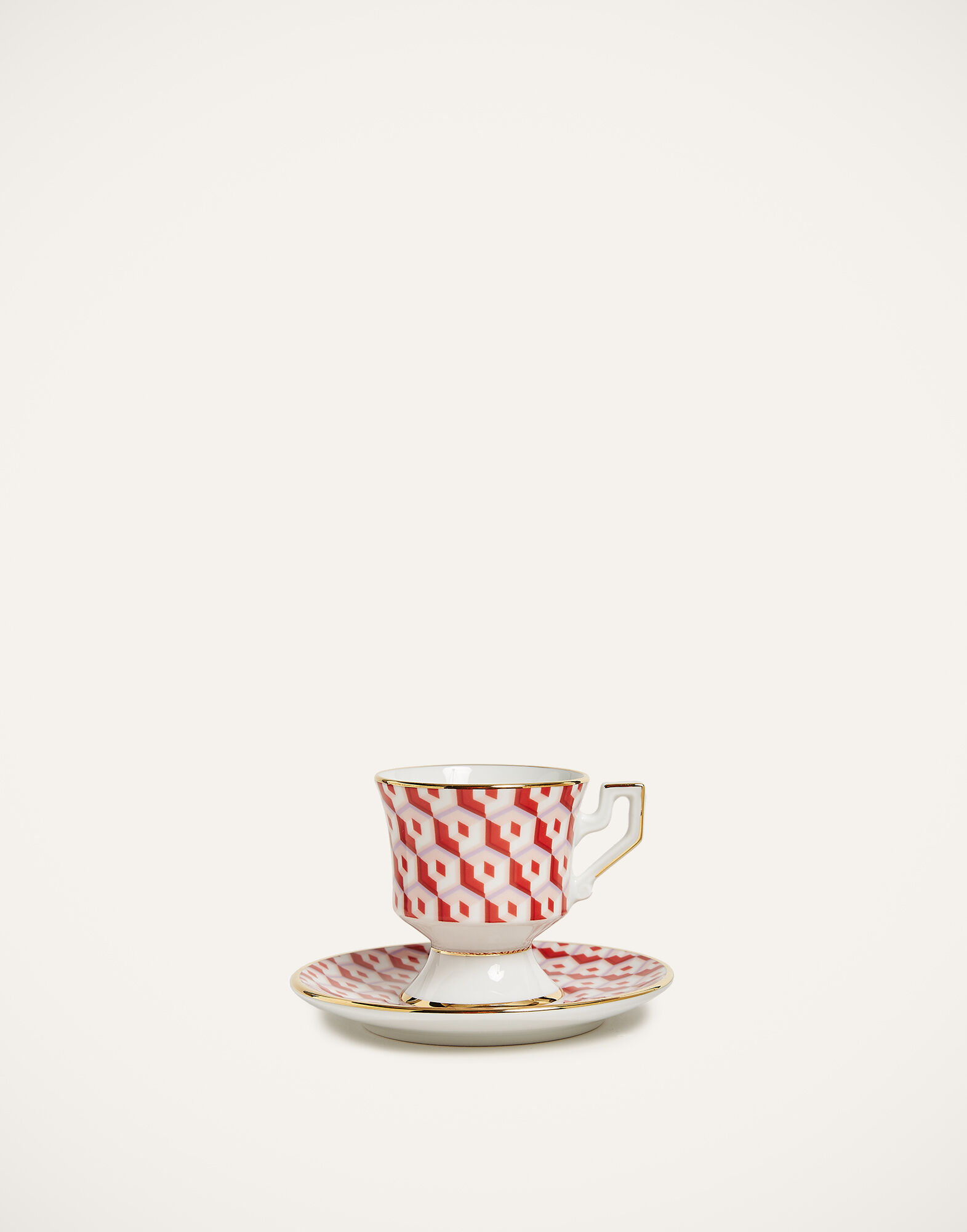 La DoubleJ Espresso Cup & Saucer Set of 2 Cubi Rosso DIS0007CER001CUB0005