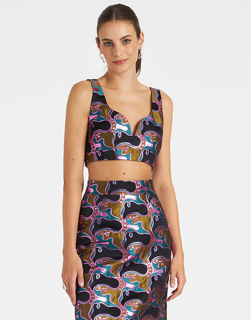 La DoubleJ Baia Crop Top Spritz Blue Petrol TOP0113JCQ040SPR03BU05