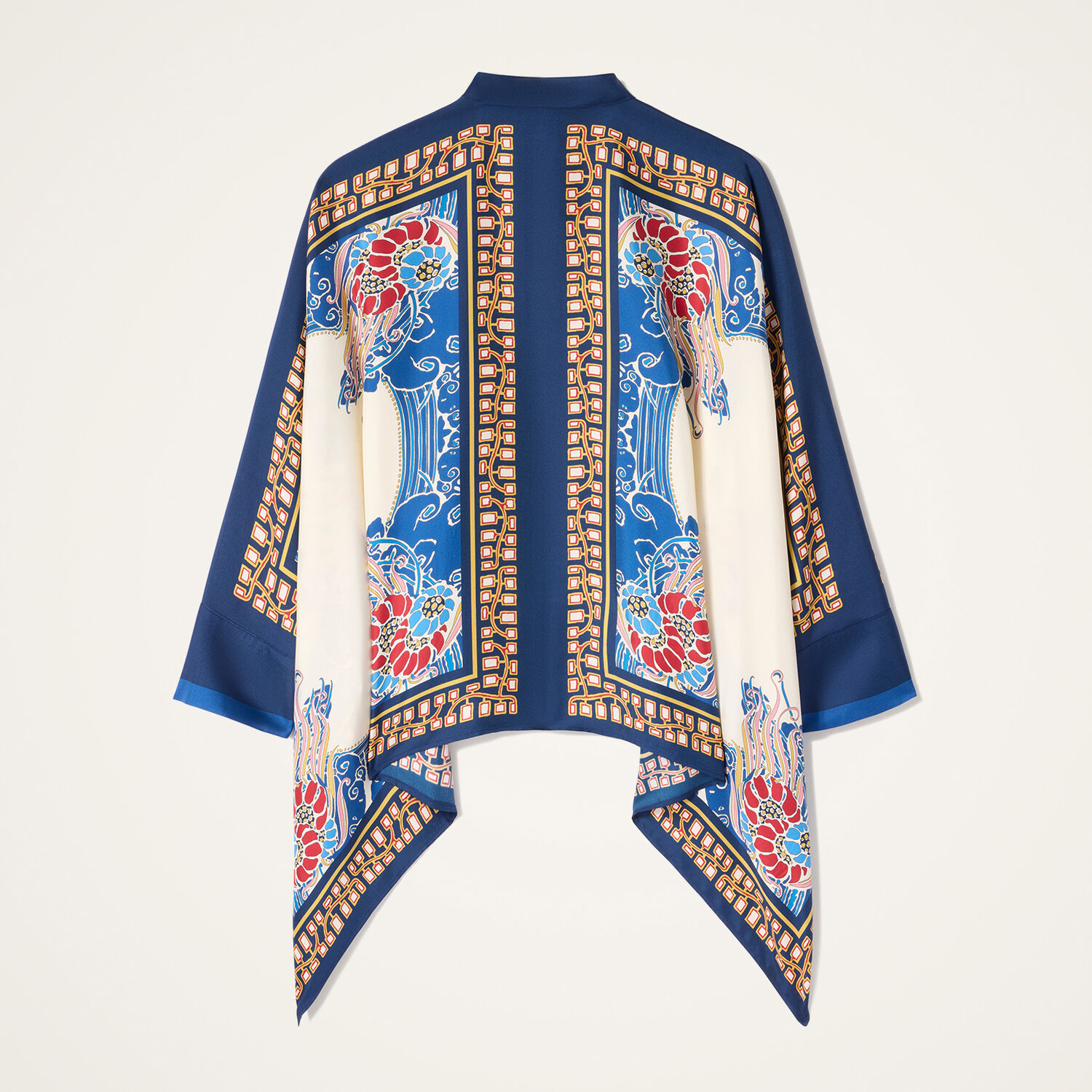 La Doublej Foulard Printed Silk Twill Shirt In Blue