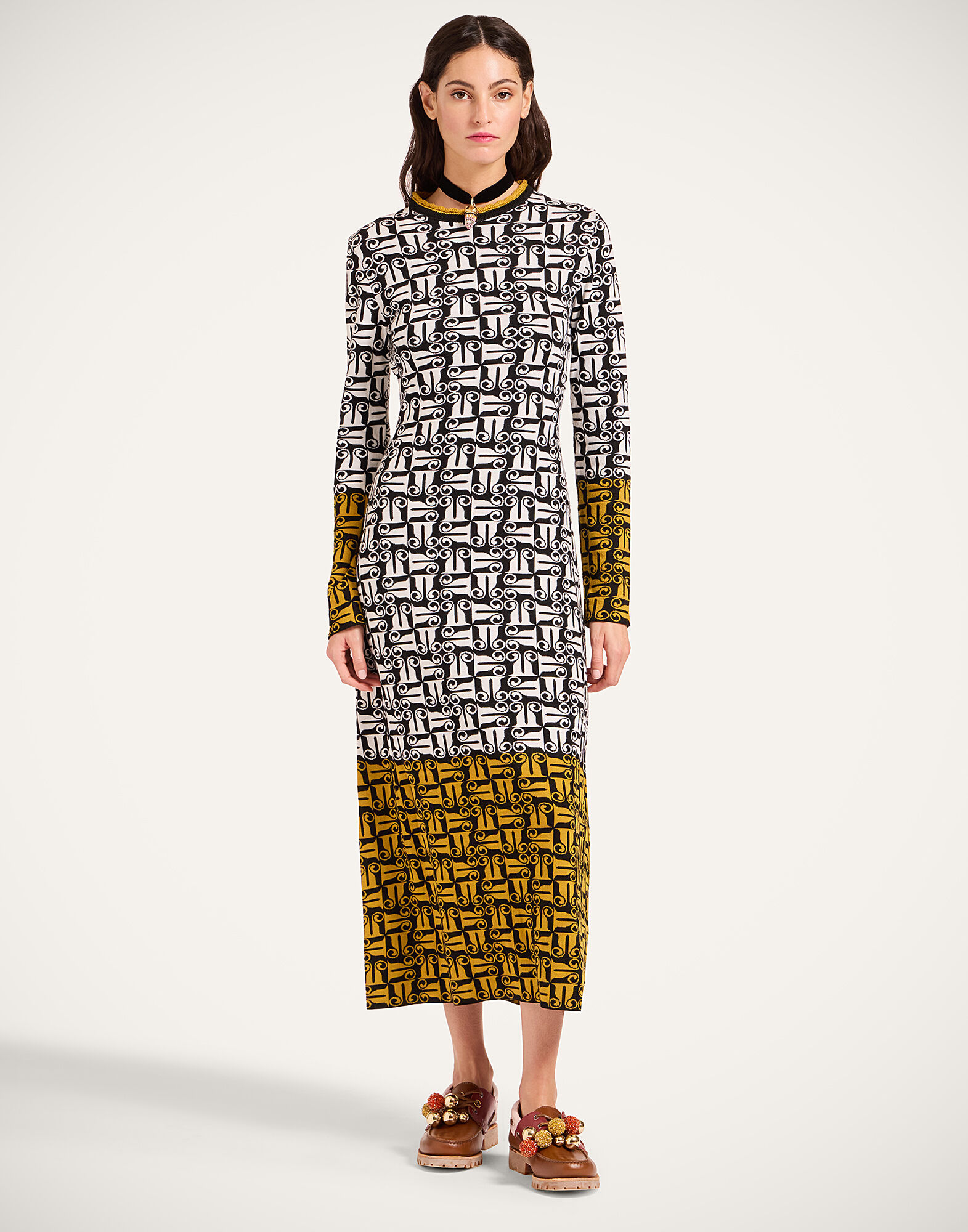 La DoubleJ Knit Swing Dress Black & White DRE1019KNI191VA444BR05