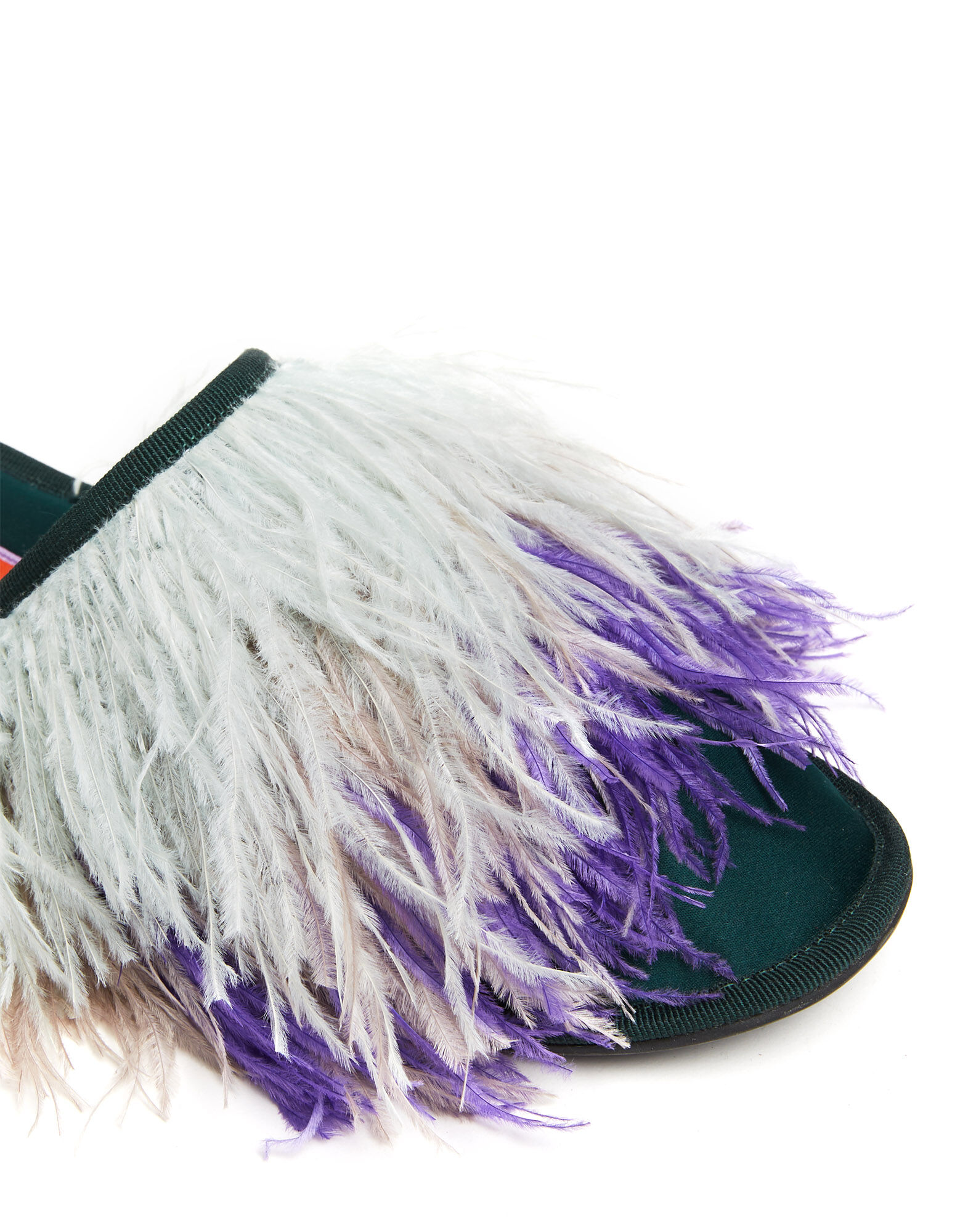 La DoubleJ Feather Slippers Solid Green SHO0007RAS007GRE0014